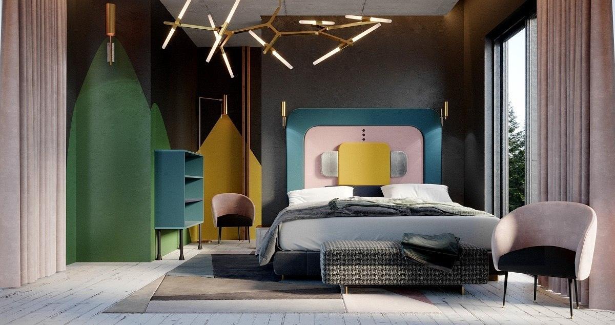 Wezgłowie PLUM 2 różowy z morskim zielonym Happy Barok Eye on Design