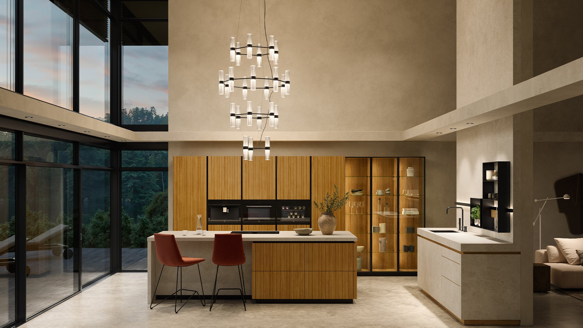 Transparenter ZEPHYR Kronleuchter mit schwarzem Finish