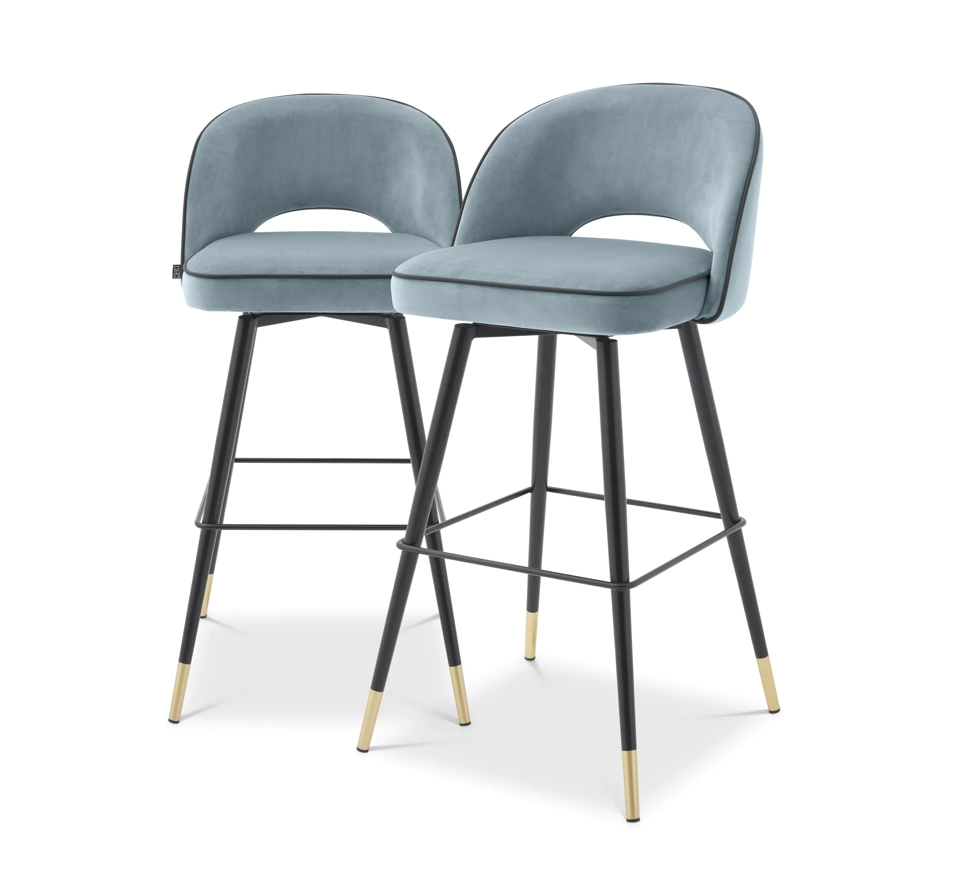 Zestaw hokerów aksamitnych CLIFF jasnoniebieski Eichholtz Eye on Design