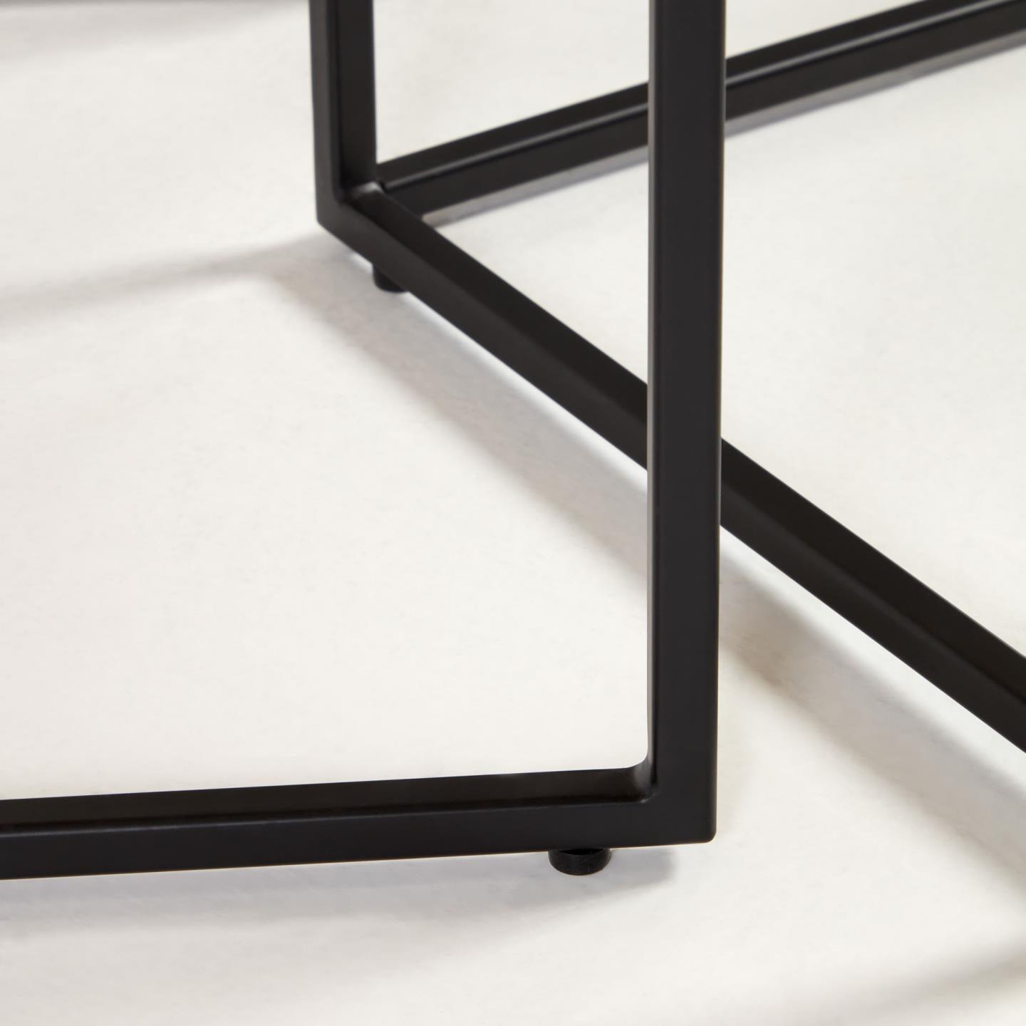 Zestaw kwadratowych stolików bocznych YOANA fornir orzechowy z czarną podstawą La Forma Eye on Design