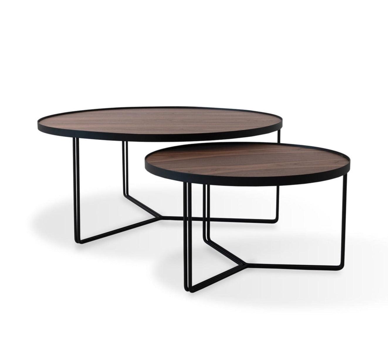 Zestaw stolików BIBIA fornir z czarną podstawą Nobonobo Fornir - orzech amerykański +100zł Eye on Design