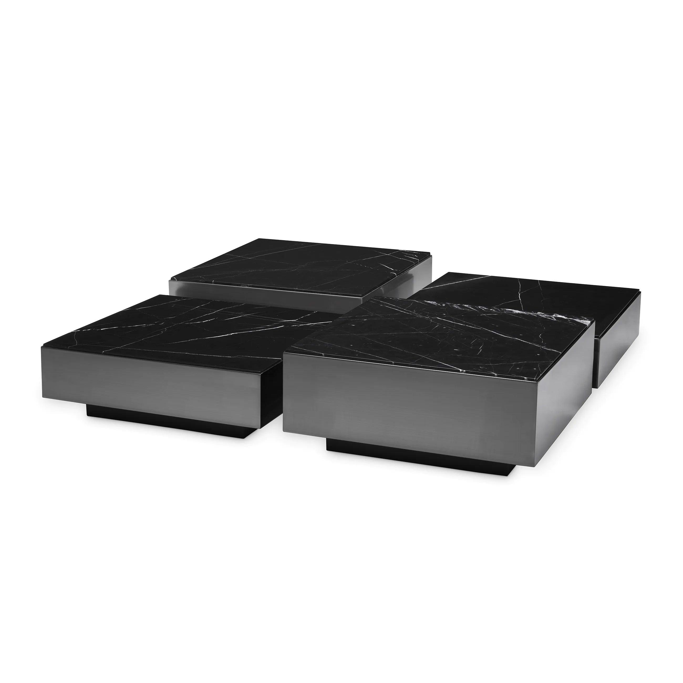 Zestaw stolików kawowych ESPOSITO czarny z marmurowym blatem Eichholtz Eye on Design