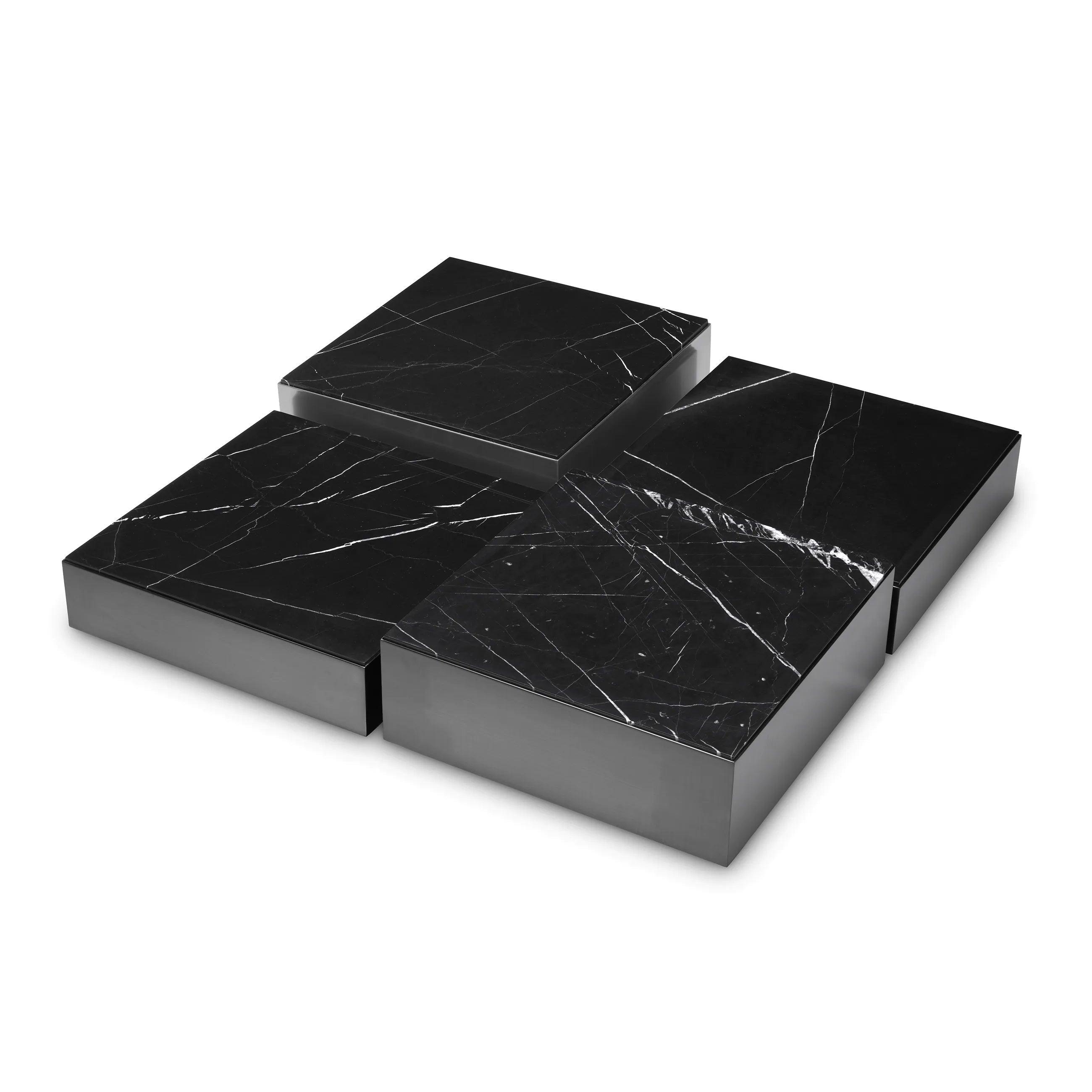 Zestaw stolików kawowych ESPOSITO czarny z marmurowym blatem Eichholtz Eye on Design