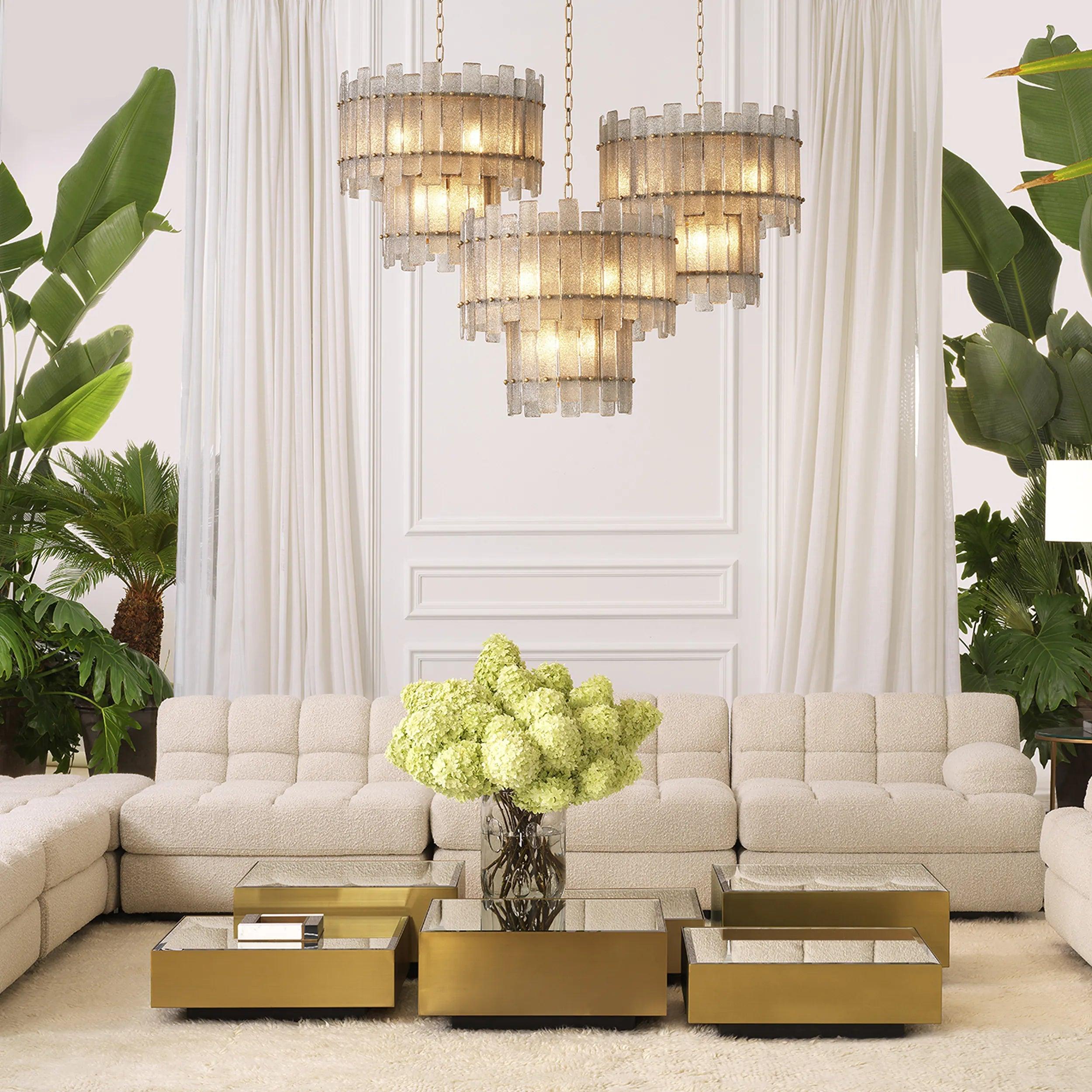 Zestaw stolików kawowych ESPOSITO mosiężny z lustrzanym blatem Eichholtz Eye on Design