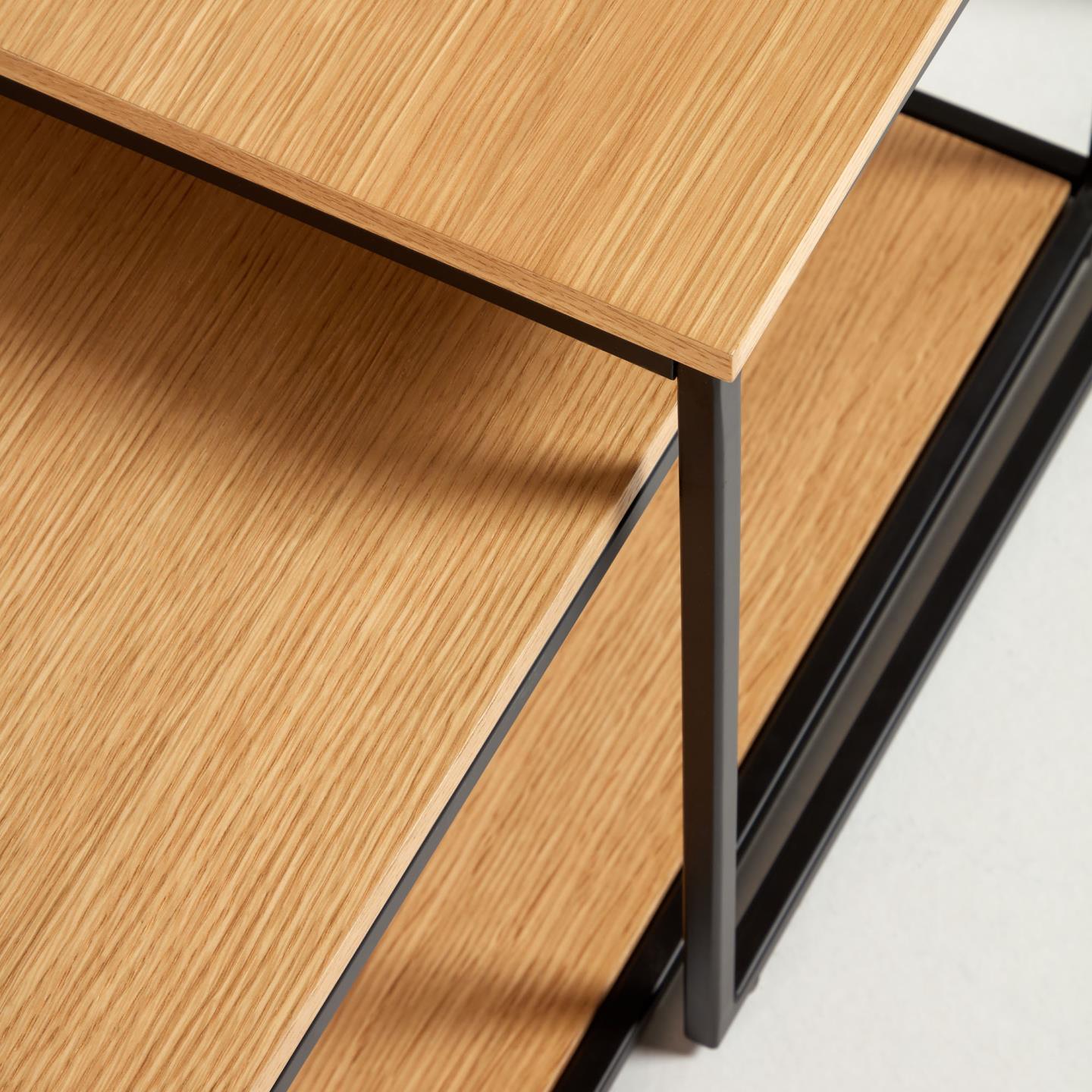 Zestaw stolików kawowych YOANA fornir dębowy z czarną ramą La Forma Eye on Design