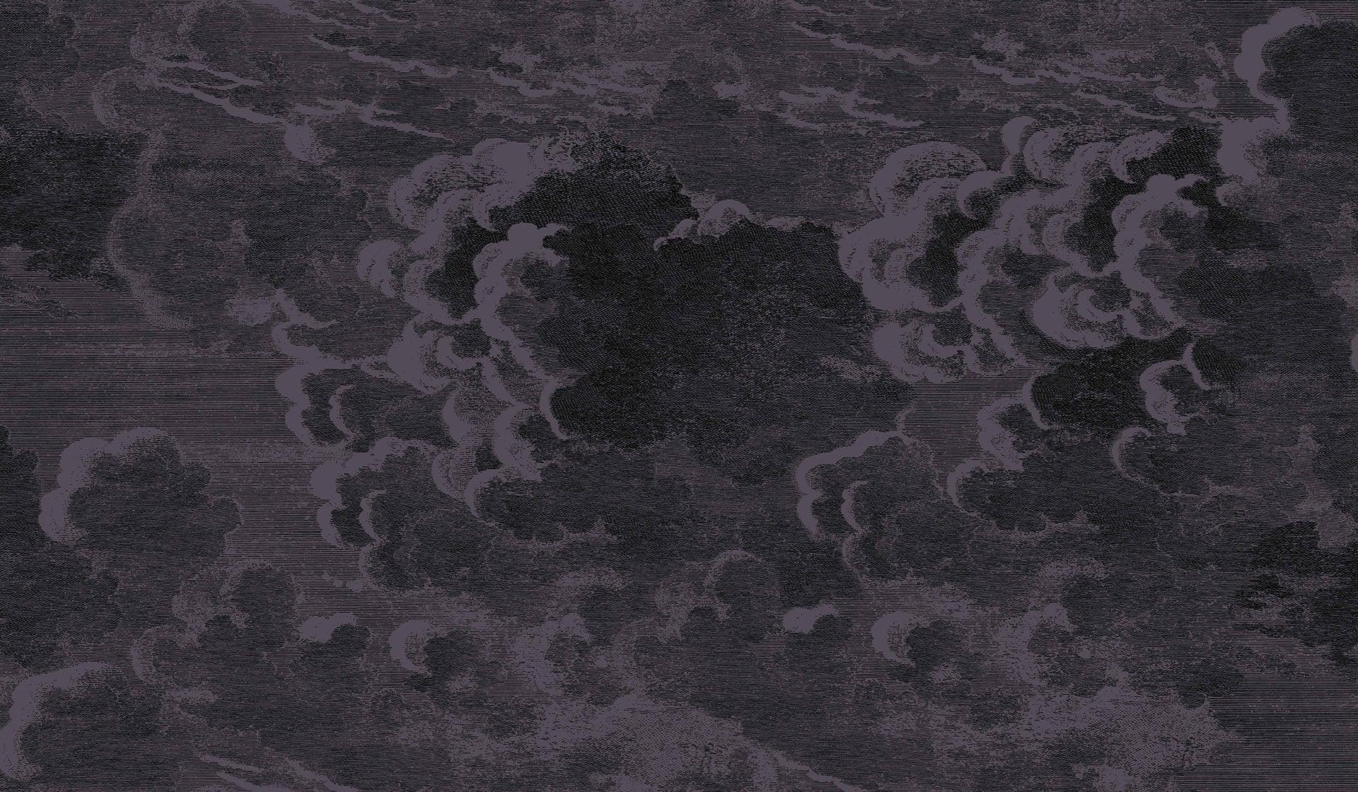 Tapetenset mit Landschaft von Himmel und Wolken FORNASETTI - Nuvolette granatblau