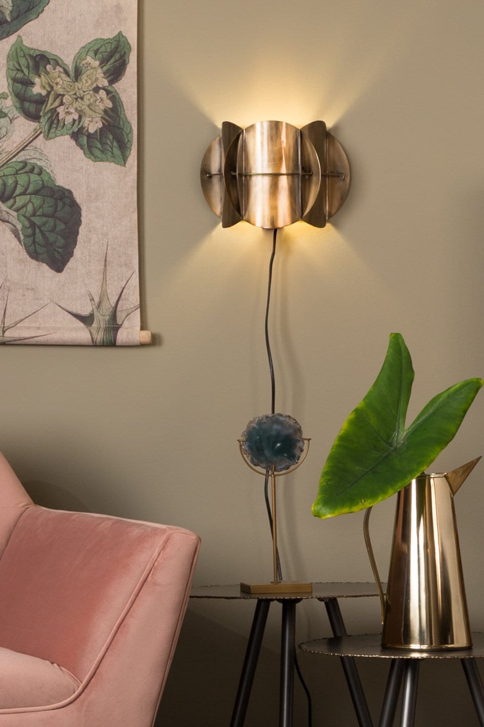 Lampa ścienna CORRIDOR mosiądz – styl vintage