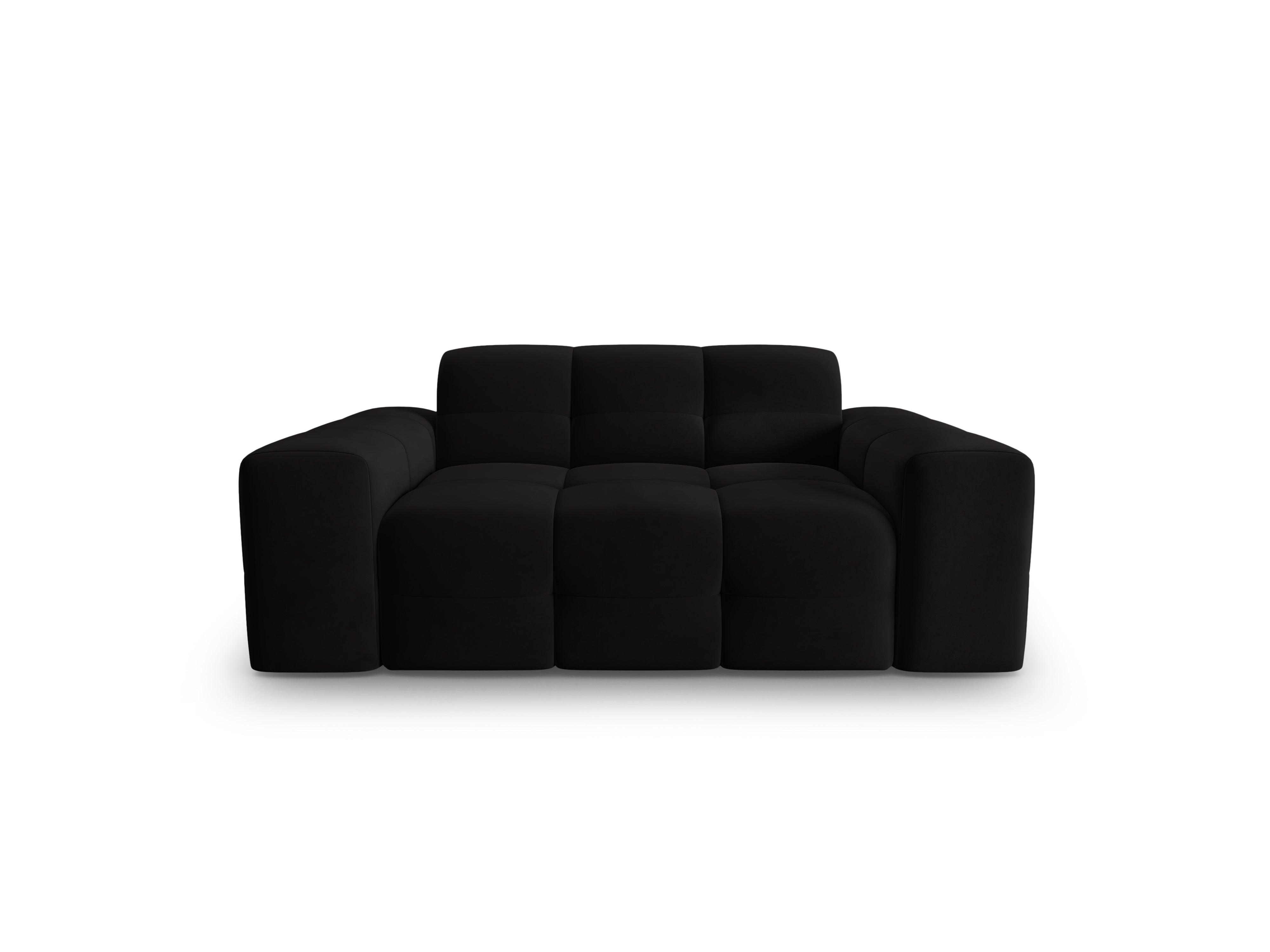 Sofa aksamitna 2-osobowa KENDAL czarny – Micadoni