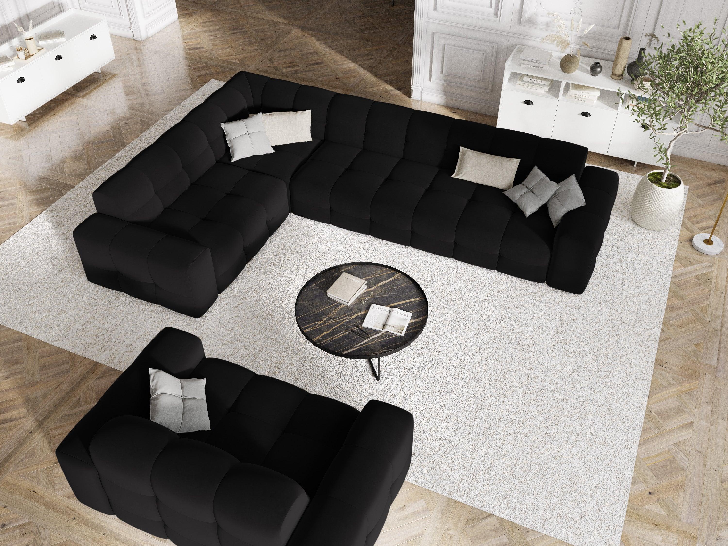 Sofa aksamitna 2-osobowa KENDAL czarny – Micadoni