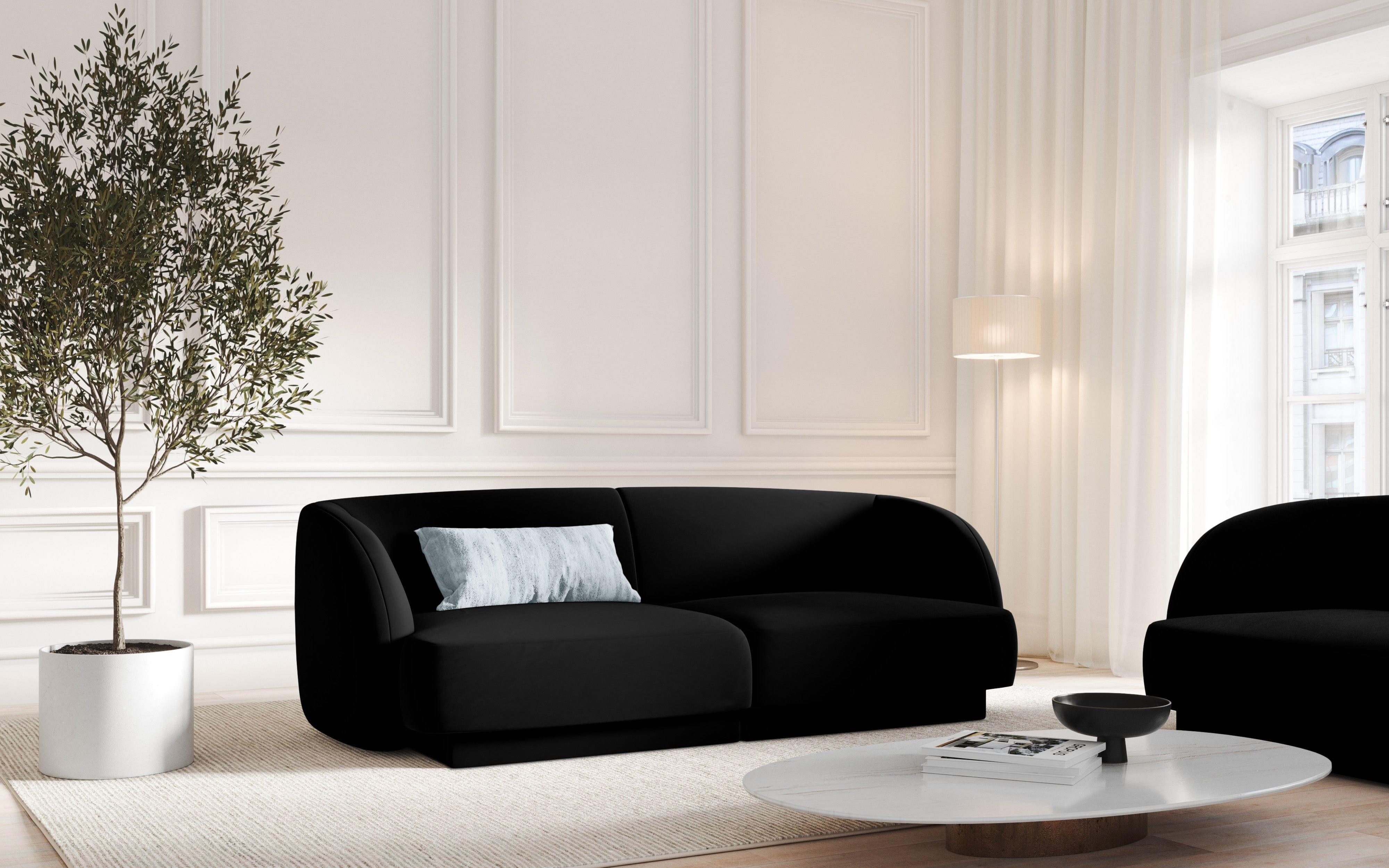 Sofa aksamitna 2-osobowa MILEY czarny – Micadoni
