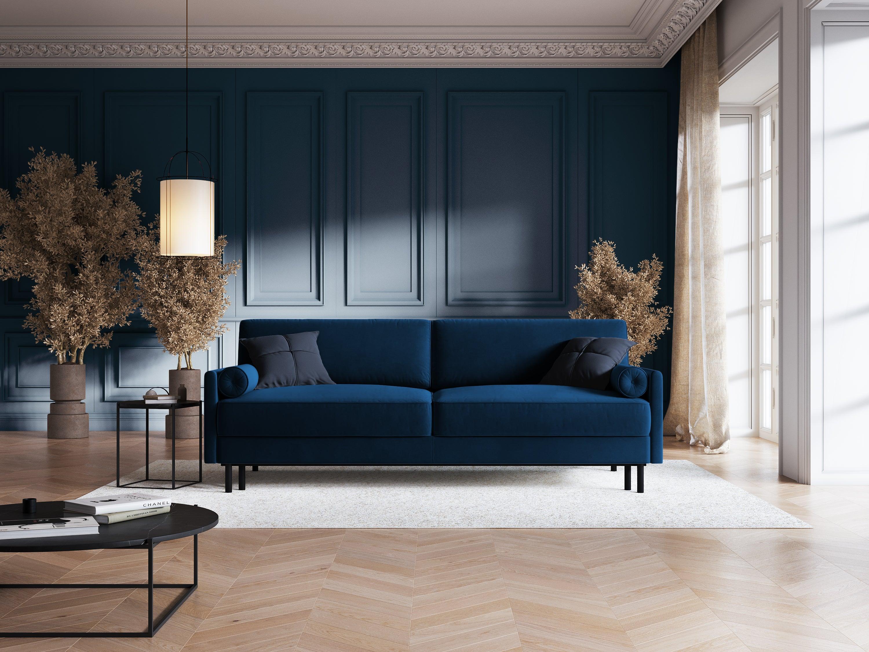 Sofa aksamitna z funkcją spania SCOTT granat królewski Micadoni Eye on Design