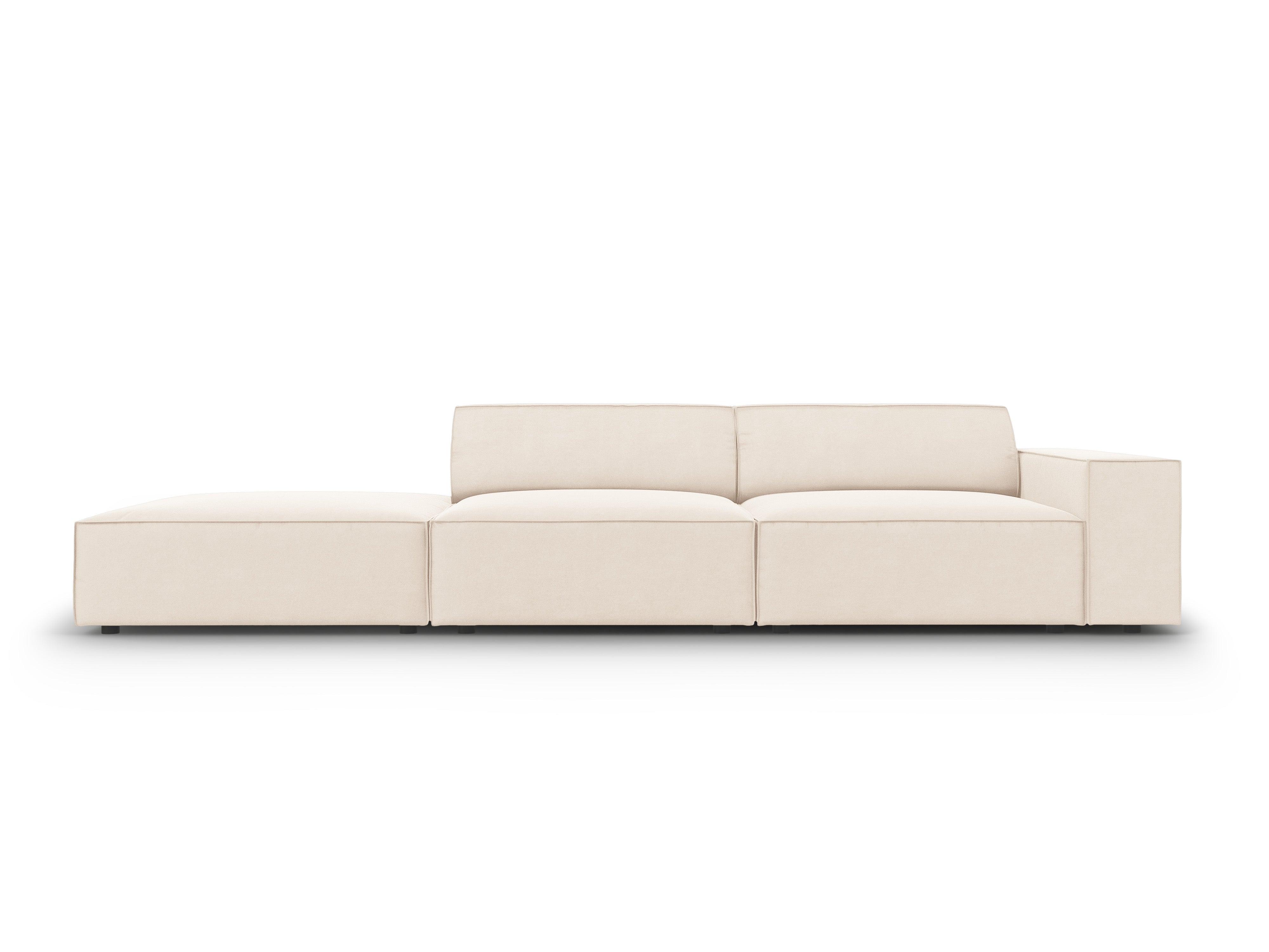 Sofa aksamitna lewostronna 3-osobowa JODIE jasnobeżowy – Micadoni