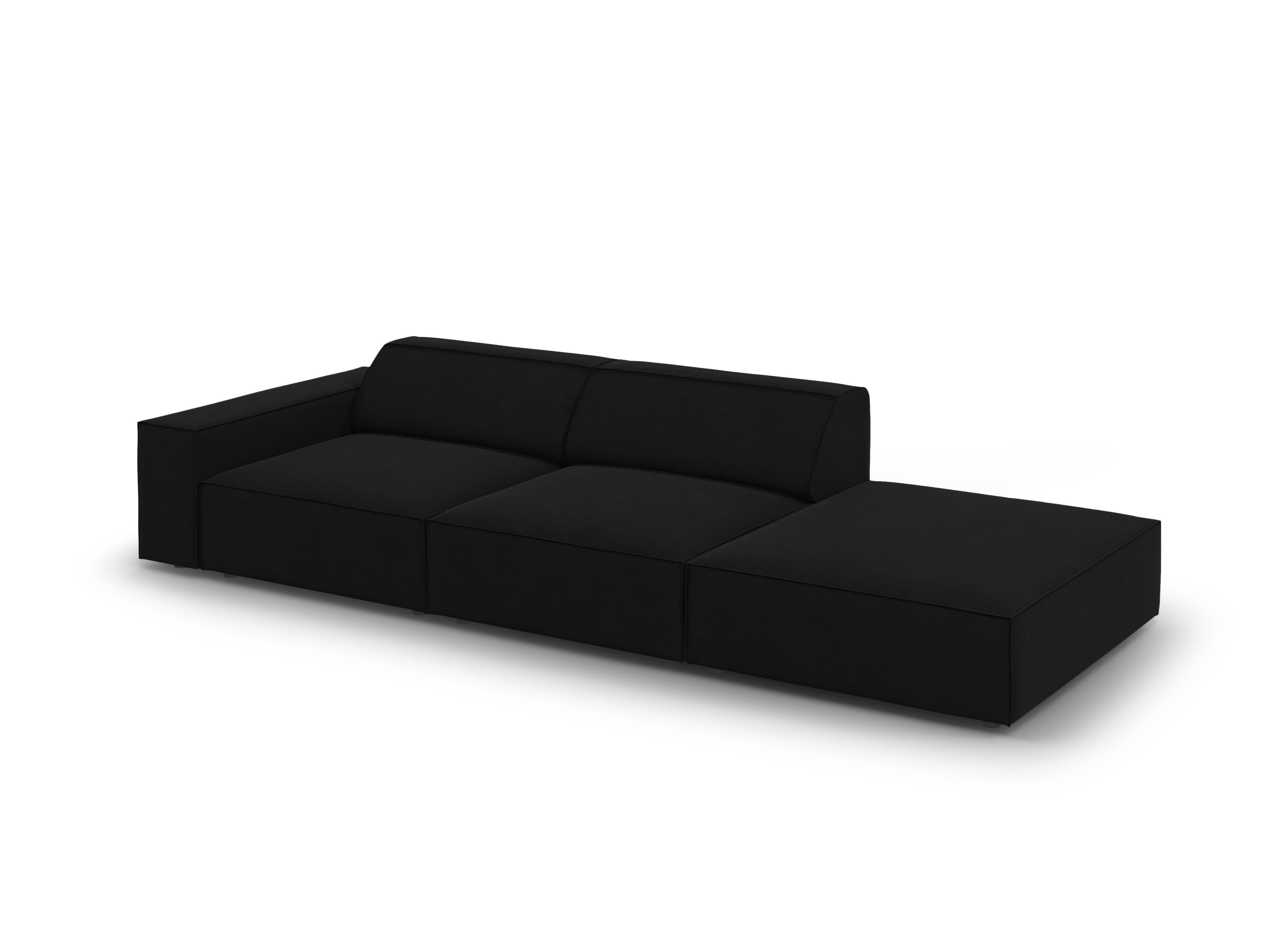 Sofa aksamitna prawostronna 3-osobowa JODIE czarny Micadoni Eye on Design