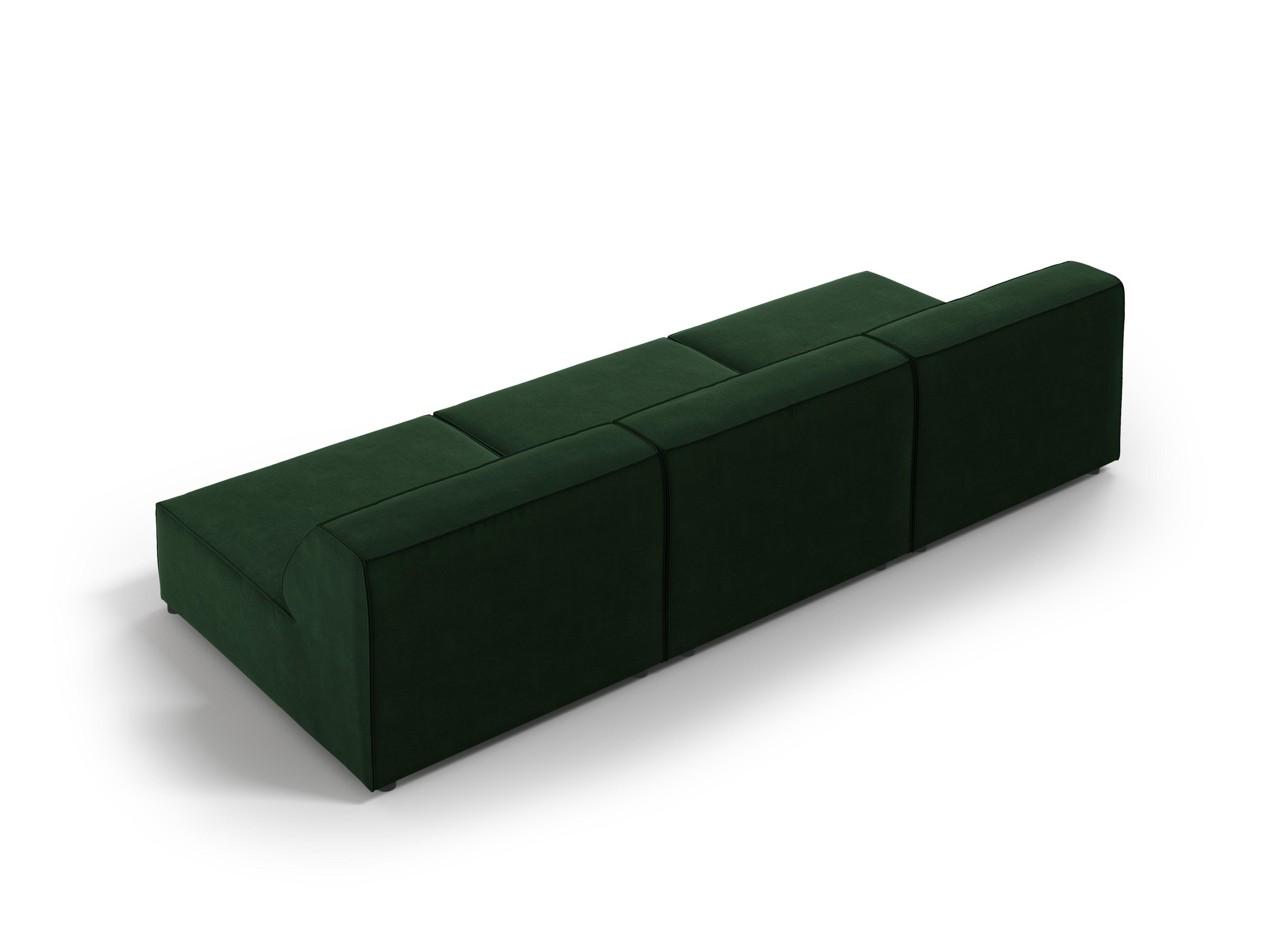 Sofa aksamitna 3-osobowa otwarta JODIE butelkowa zieleń – Micadoni