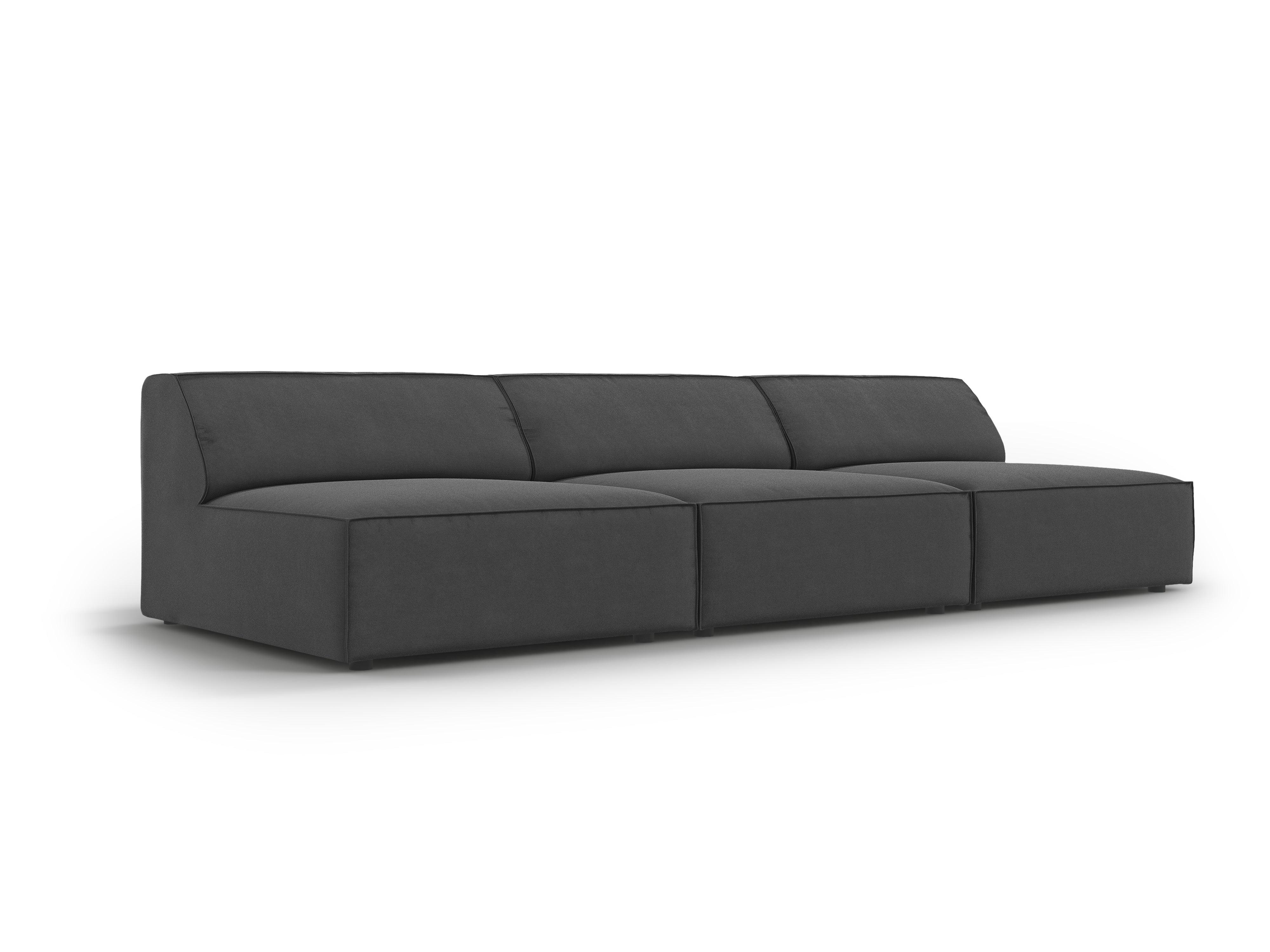 Sofa aksamitna 3-osobowa otwarta JODIE ciemnoszary – Micadoni