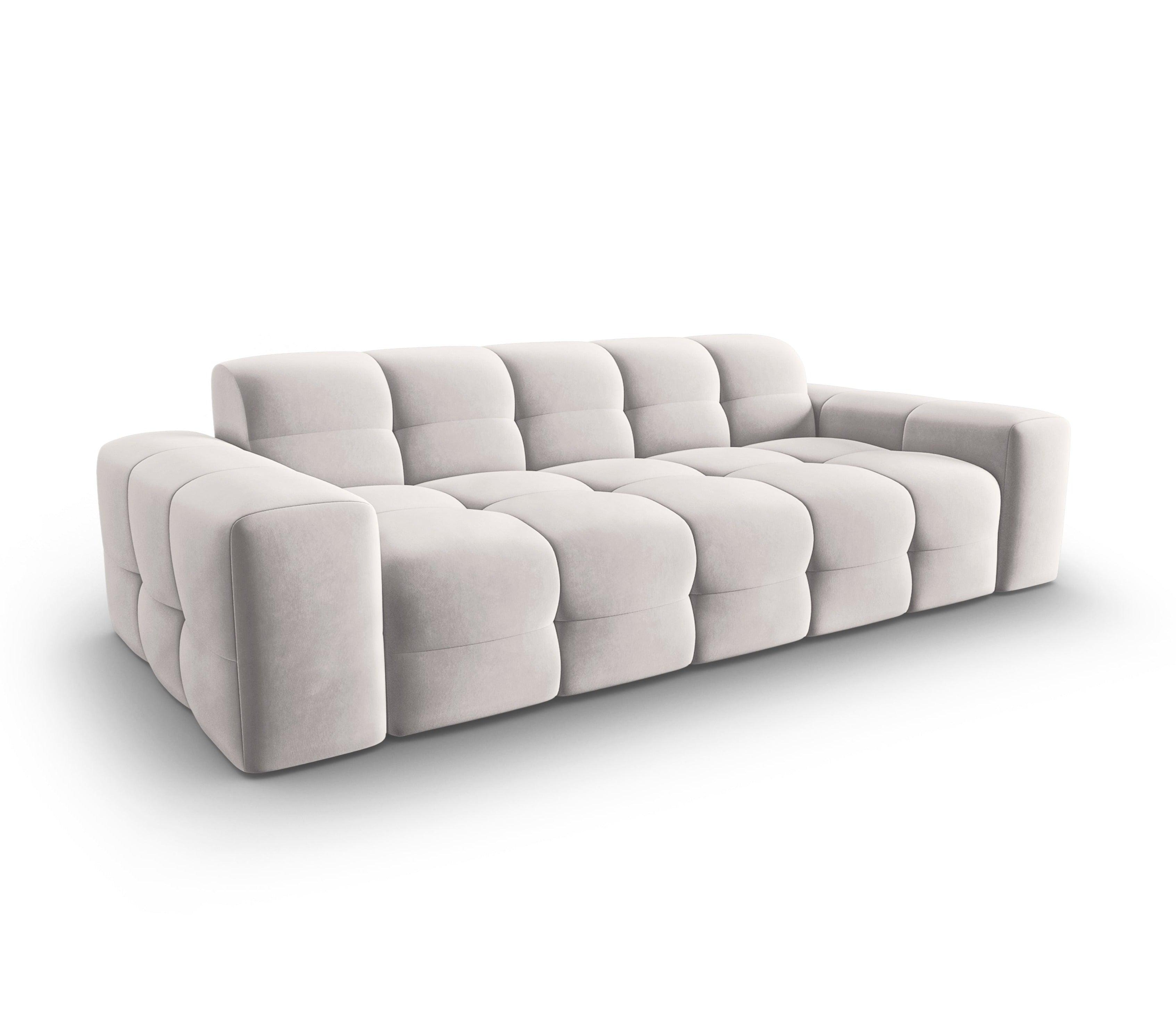 Sofa aksamitna 3-osobowa KENDAL jasnoszary Micadoni Eye on Design