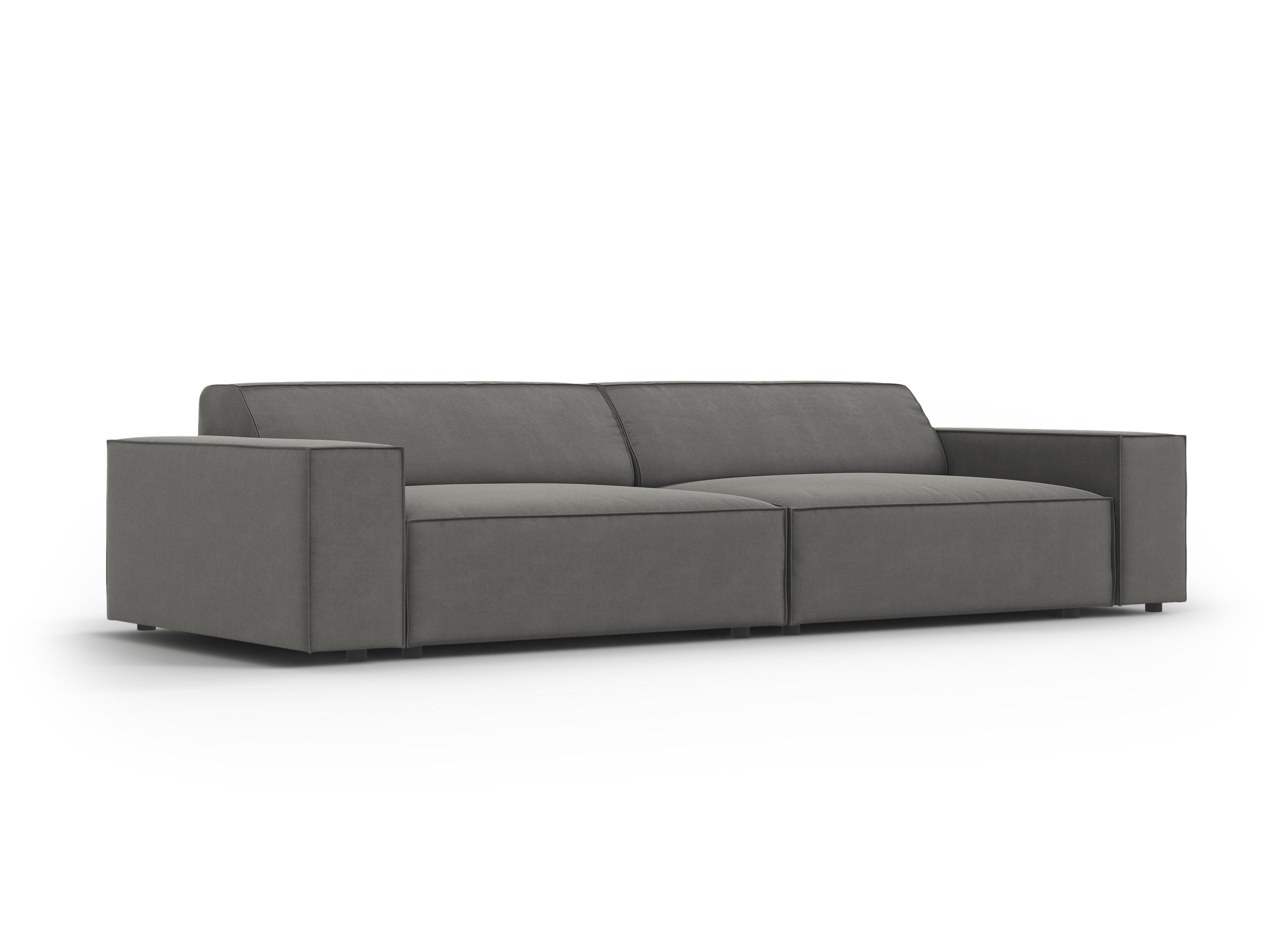 Sofa aksamitna 3-osobowa JODIE jasnoszary – Micadoni