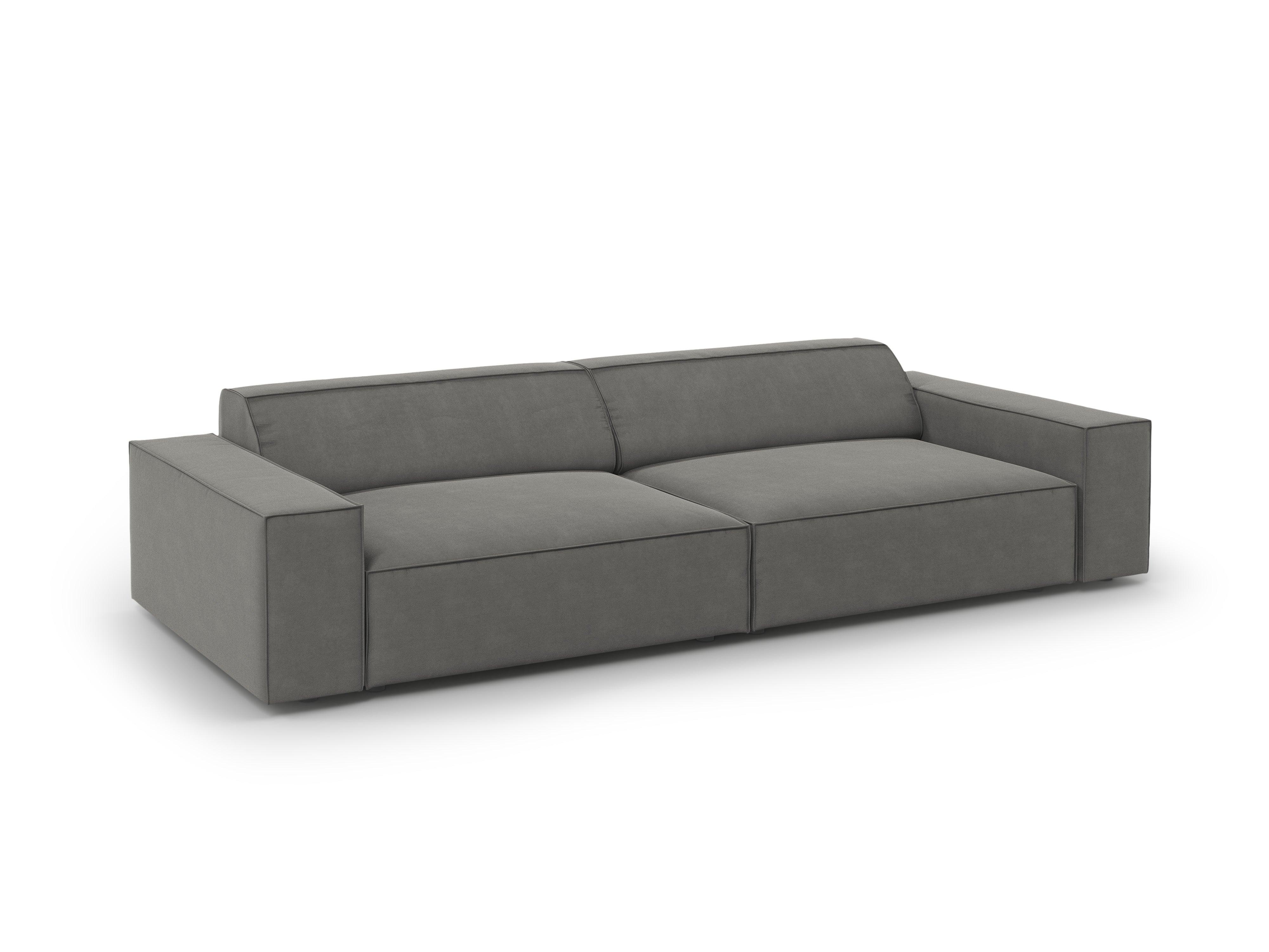 Sofa aksamitna 3-osobowa JODIE jasnoszary – Micadoni