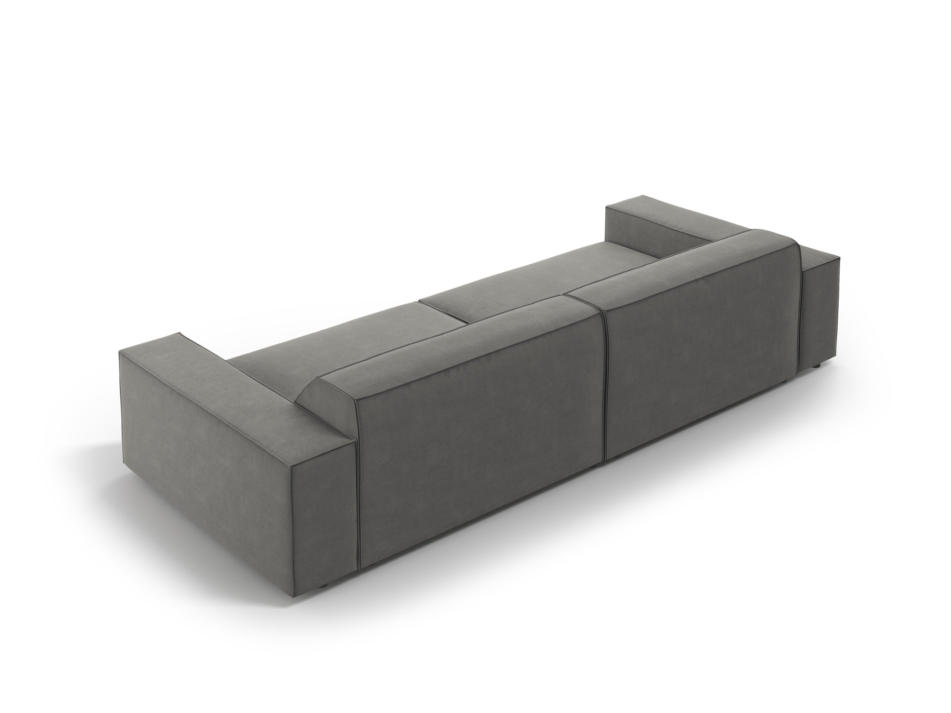 Sofa aksamitna 3-osobowa JODIE jasnoszary – Micadoni