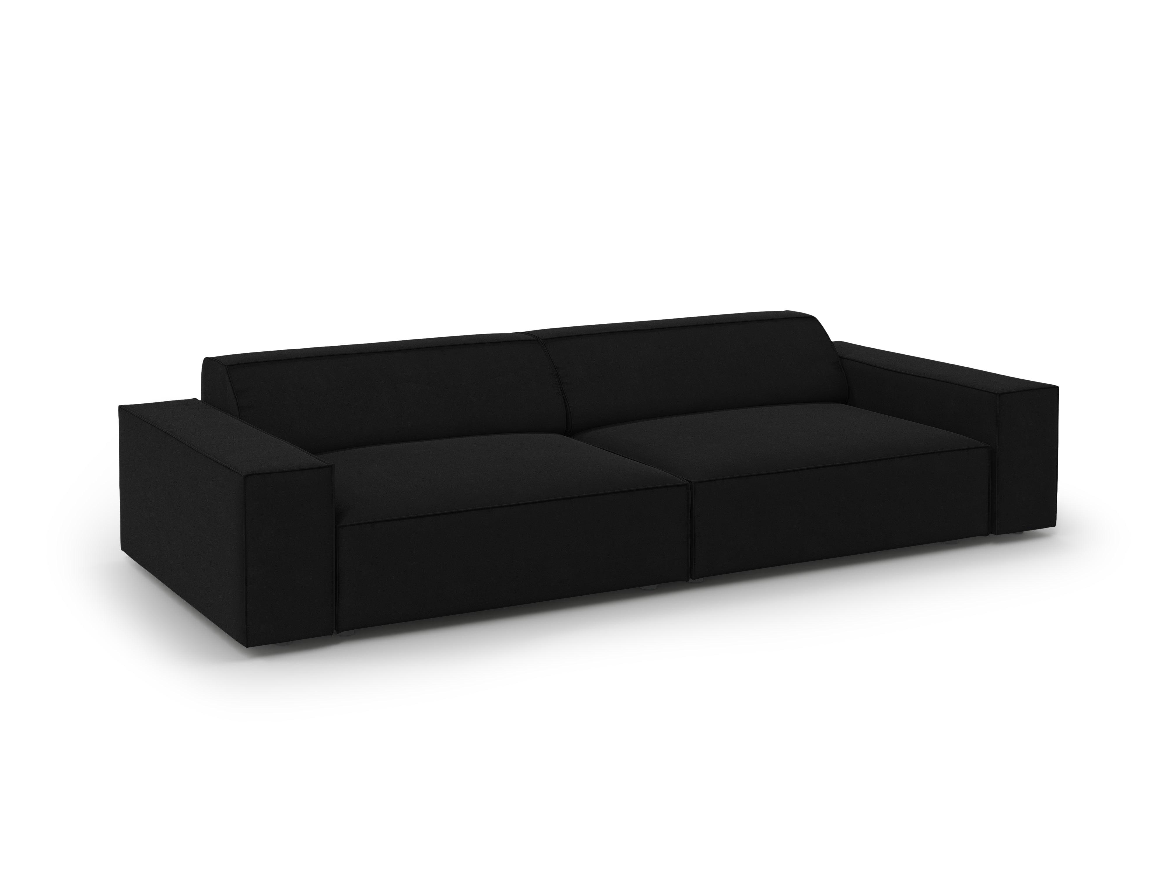 Sofa aksamitna 3-osobowa JODIE czarny – Micadoni