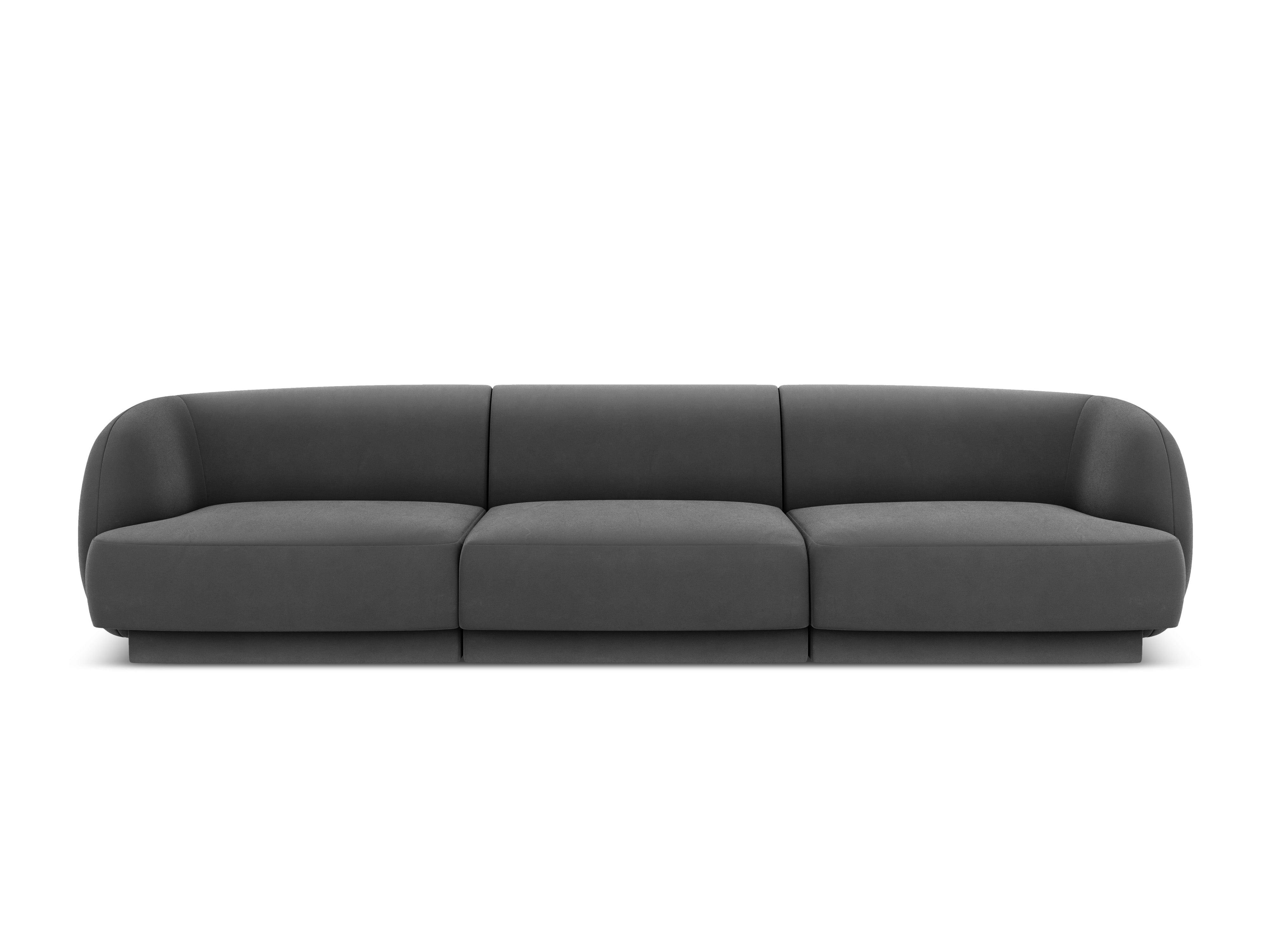 Sofa aksamitna 3-osobowa MILEY ciemnoszary – Micadoni