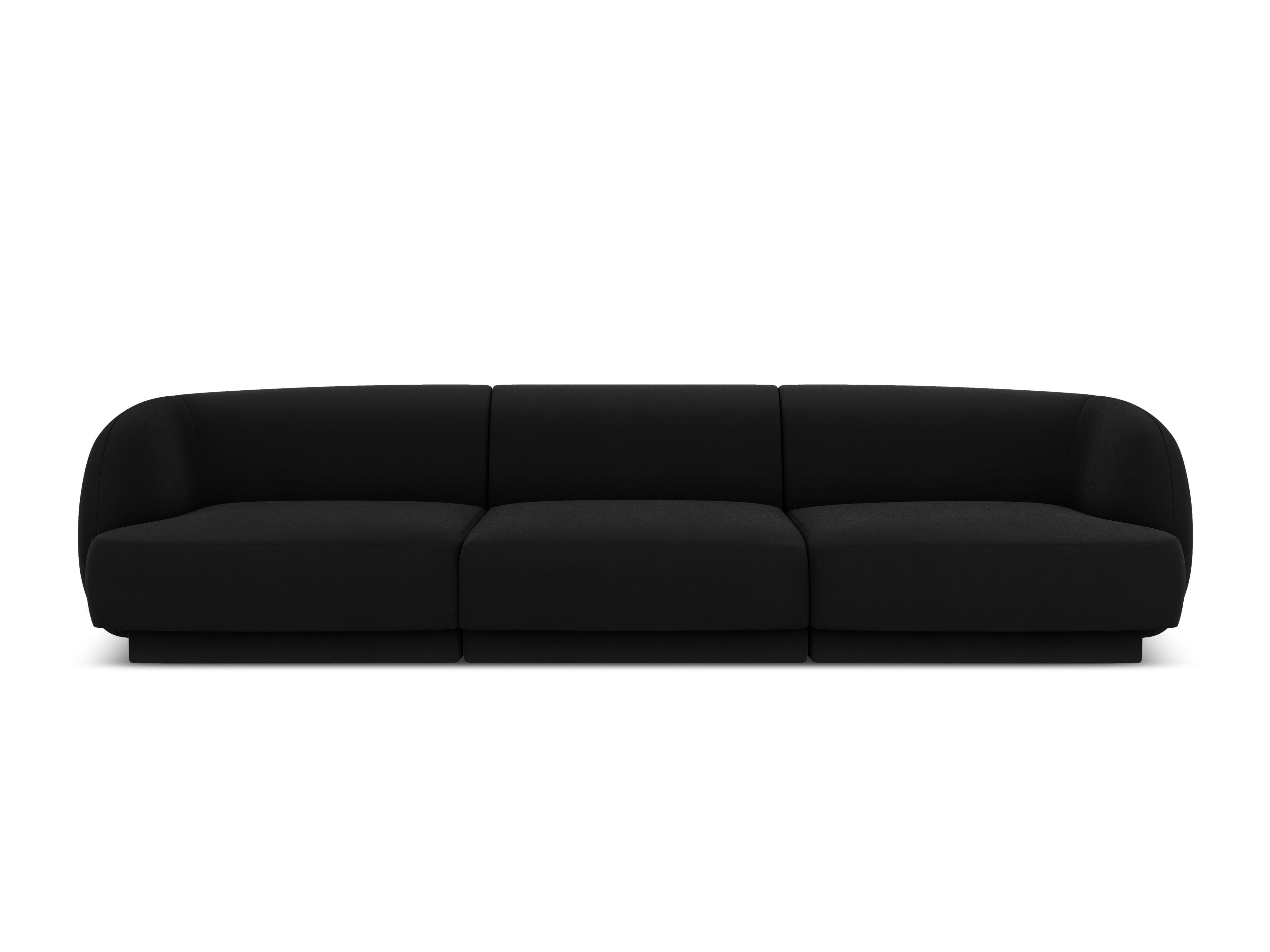 Sofa aksamitna 3-osobowa MILEY czarny – Micadoni