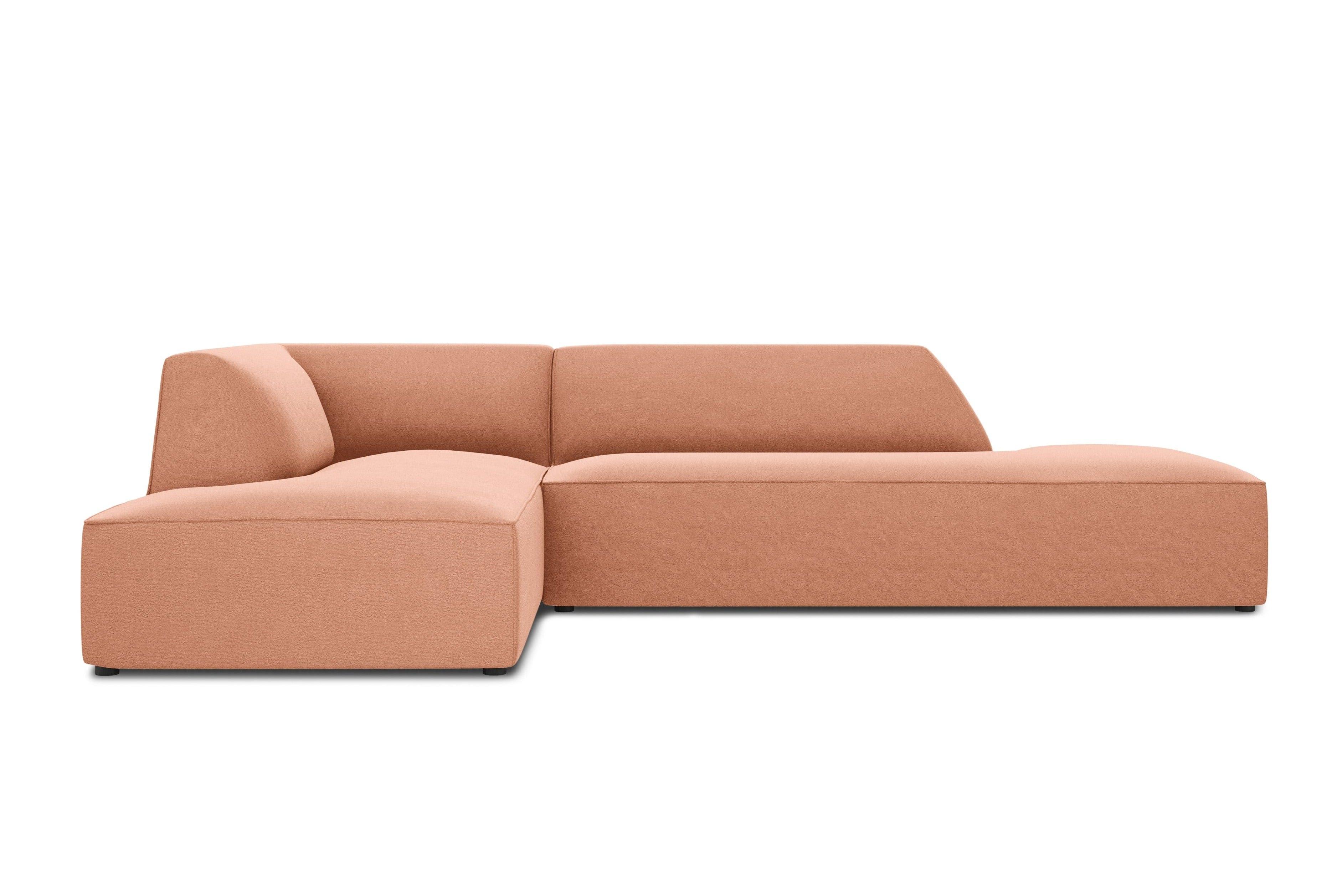 Sofa narożna aksamitna lewostronna RUBY łososiowy Micadoni Eye on Design