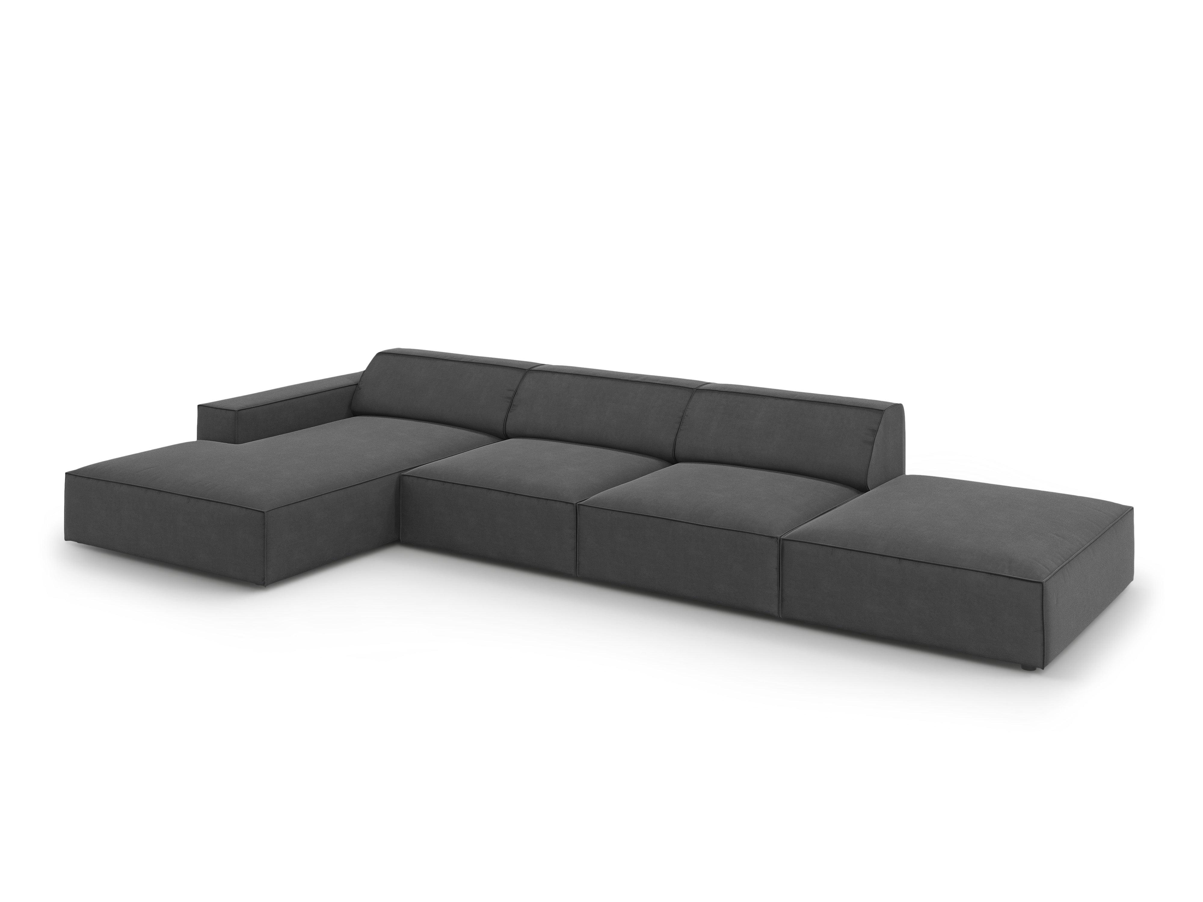 Narożnik aksamitny lewostronny 5-osobowy JODIE ciemnoszary Micadoni Eye on Design