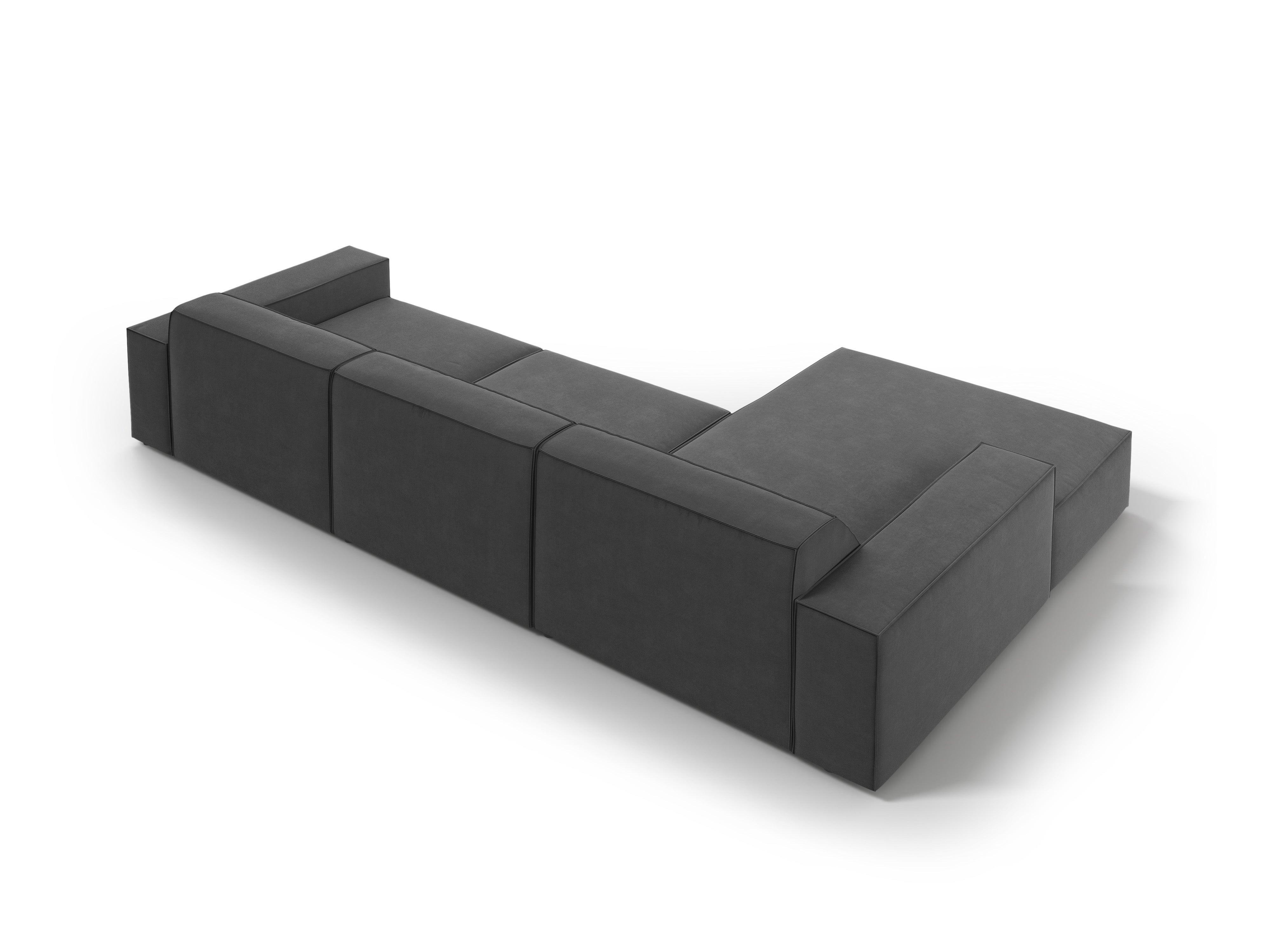 Narożnik aksamitny lewostronny 4-osobowy JODIE ciemnoszary Micadoni Eye on Design