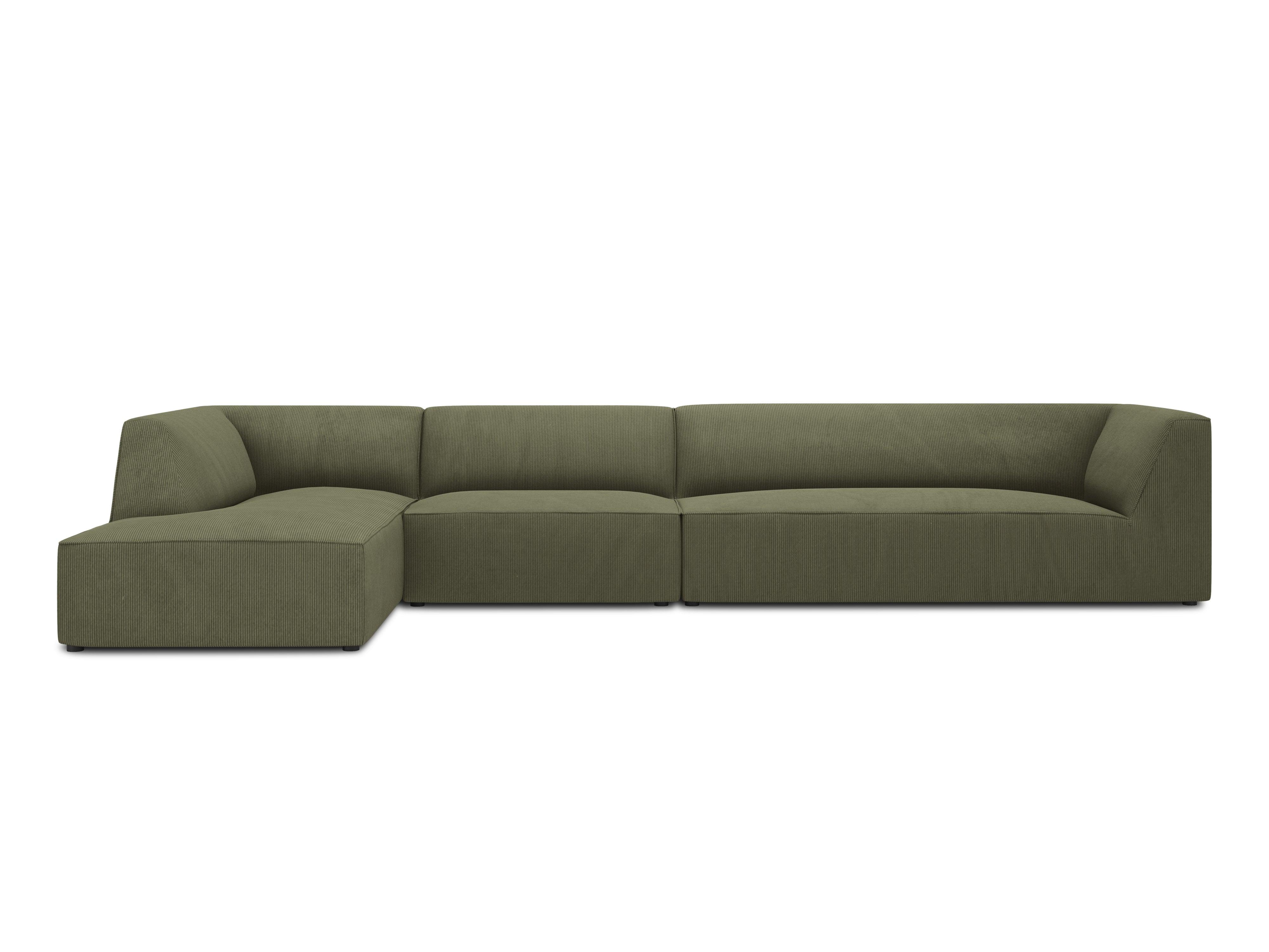 Narożnik sztruksowy 5-osobowy lewostronny RUBY zielony Micadoni Eye on Design