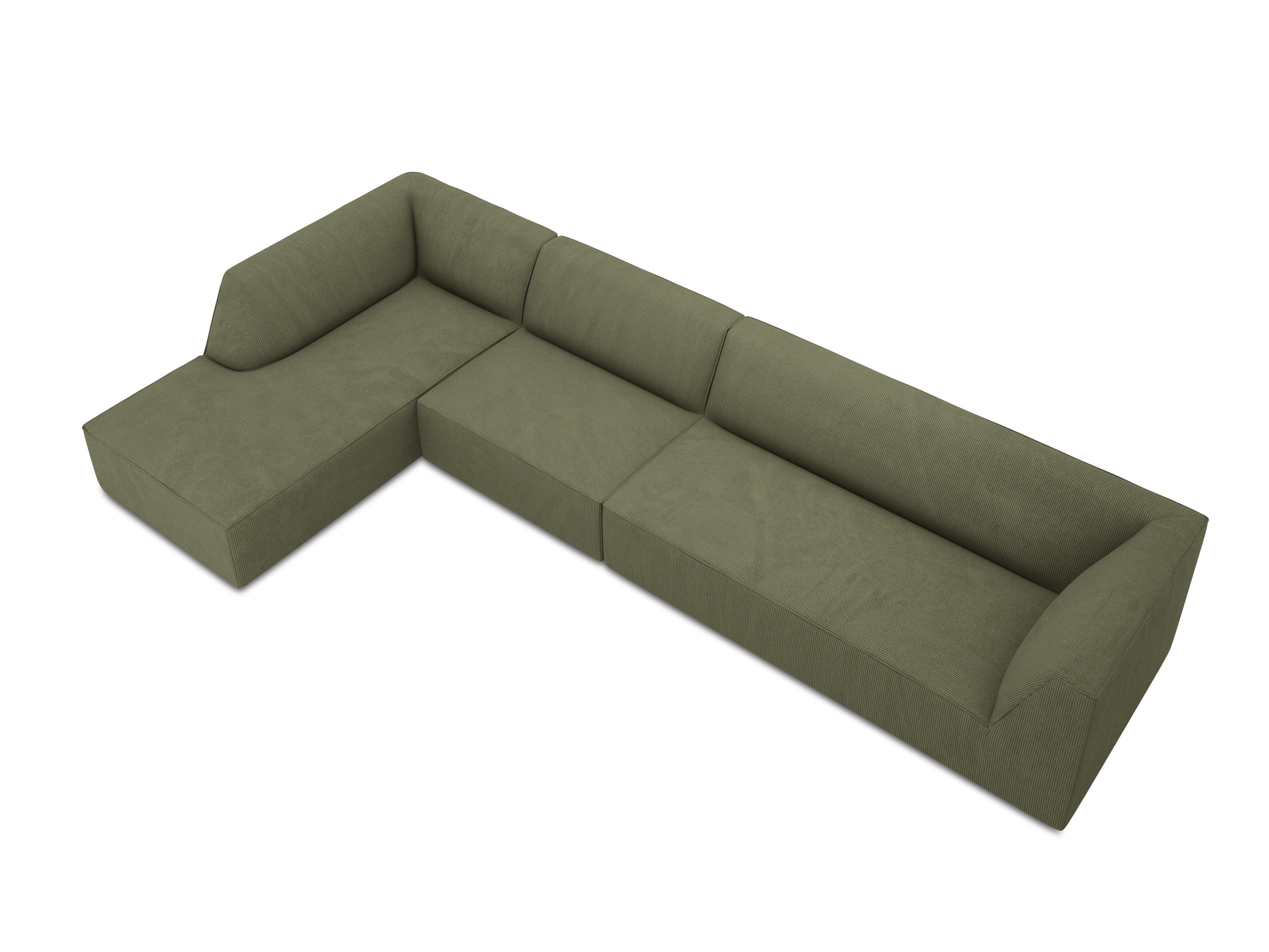 Narożnik sztruksowy 5-osobowy lewostronny RUBY zielony Micadoni Eye on Design
