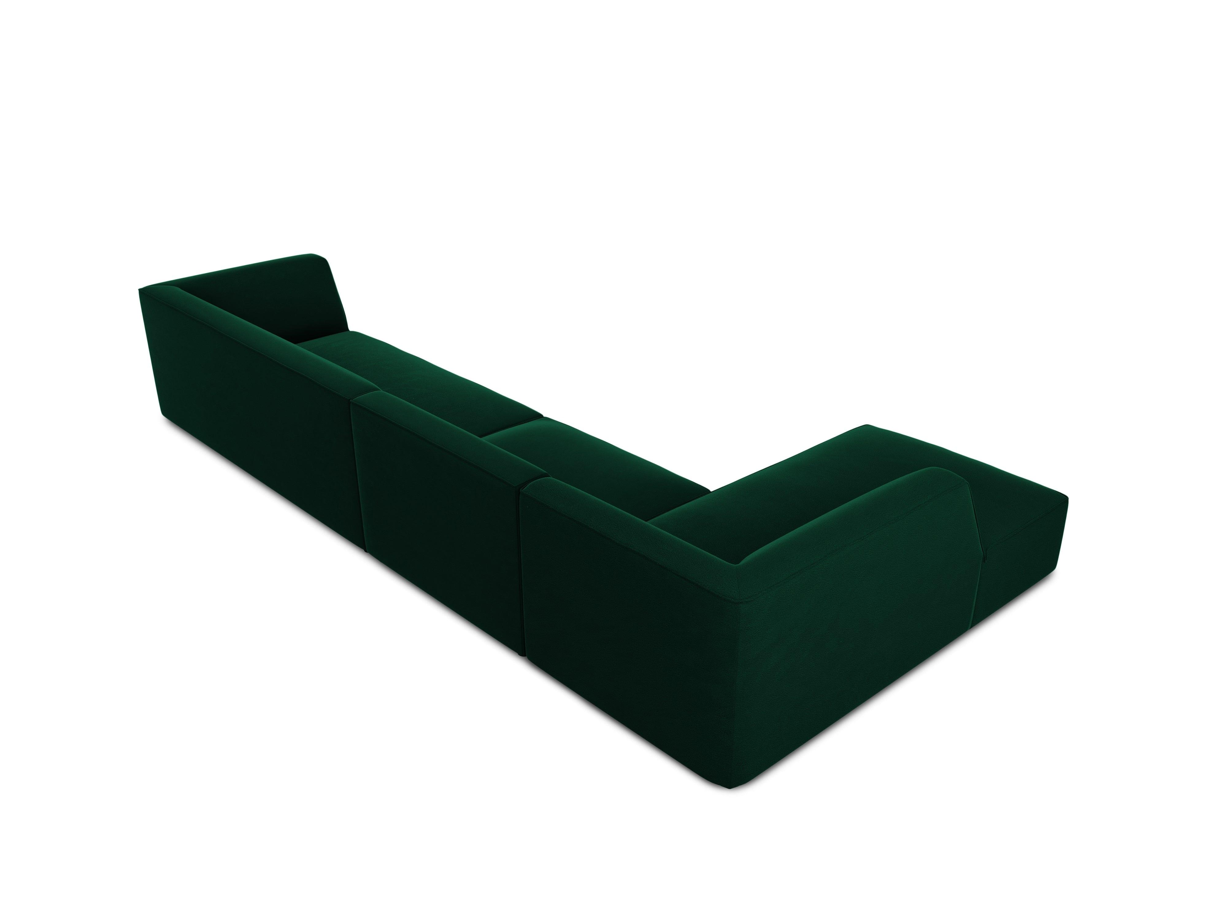 Narożnik aksamitny 5-osobowy lewostronny RUBY butelkowa zieleń Micadoni Eye on Design
