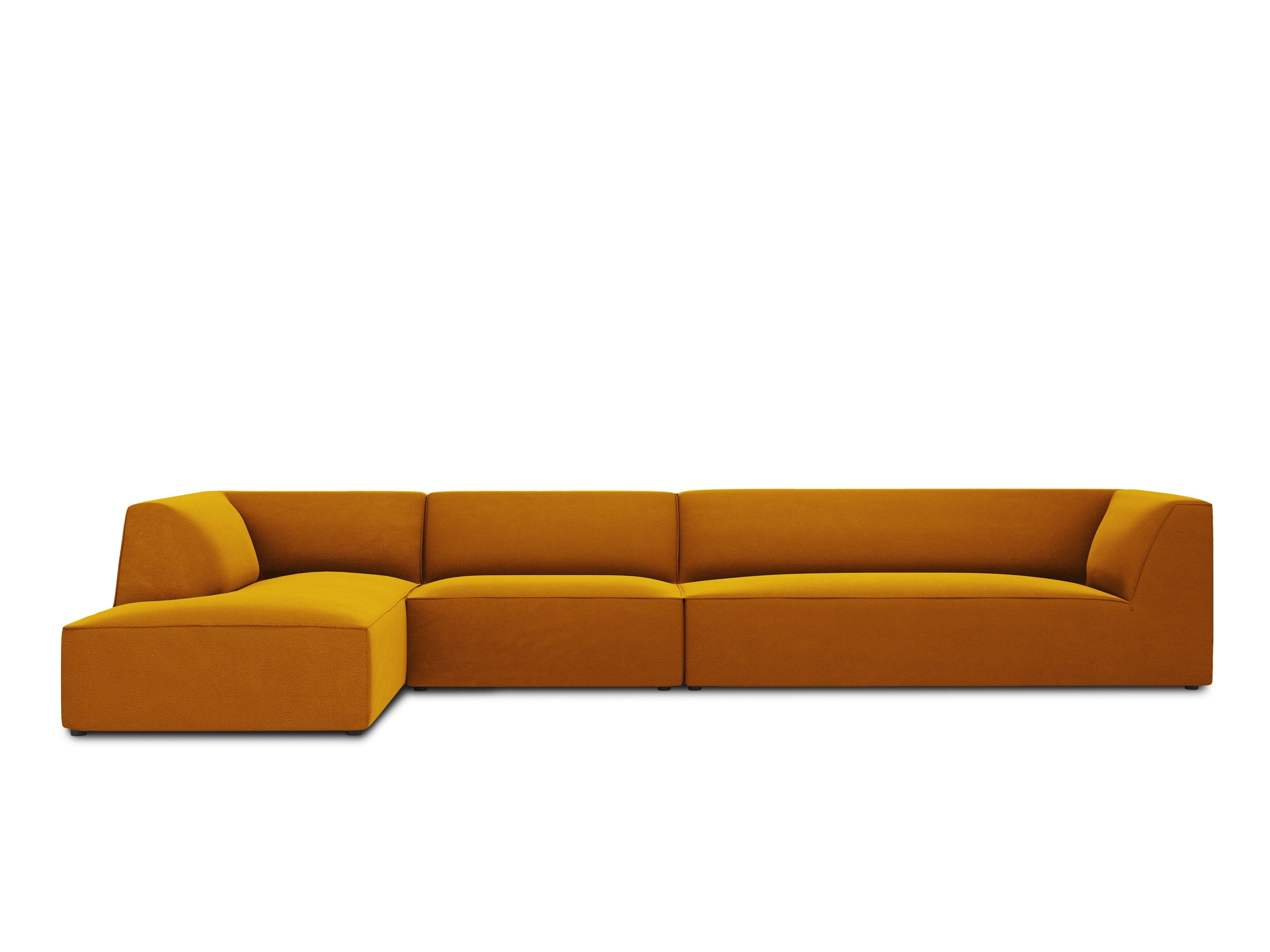 Narożnik aksamitny 5-osobowy lewostronny RUBY żółty Micadoni Eye on Design