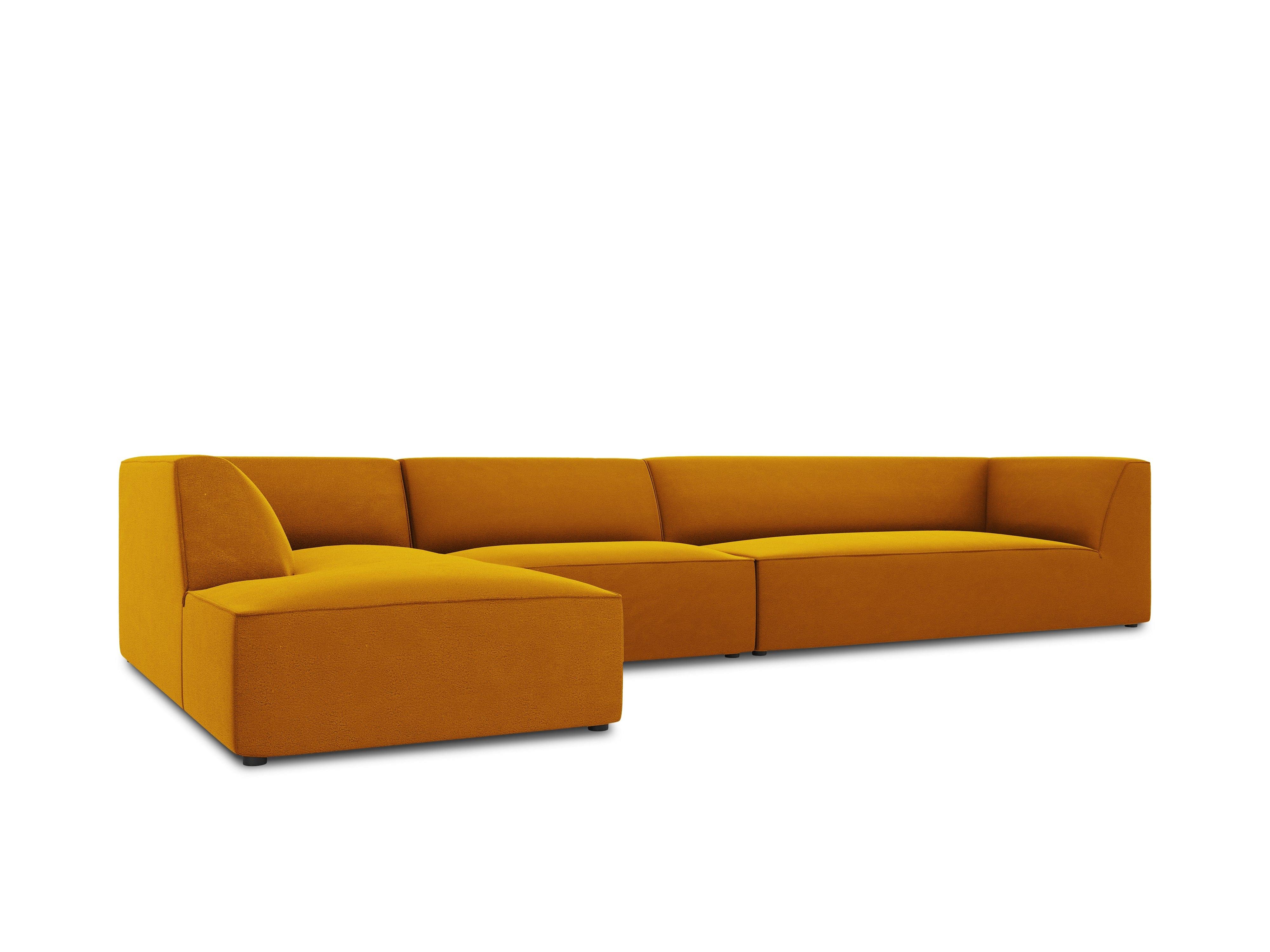 Narożnik aksamitny 5-osobowy lewostronny RUBY żółty Micadoni Eye on Design