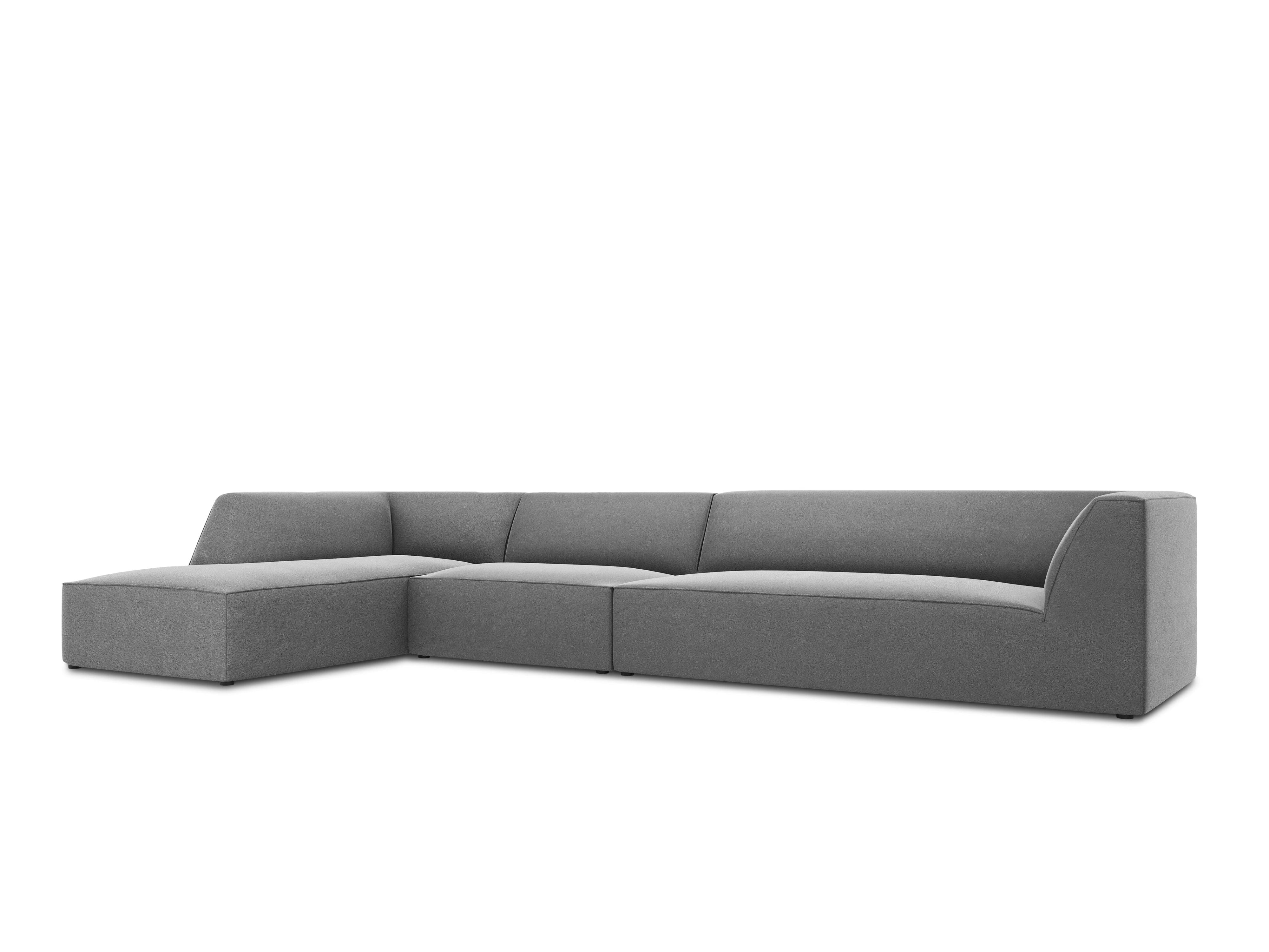 Narożnik aksamitny 5-osobowy lewostronny RUBY jasnoszary Micadoni Eye on Design