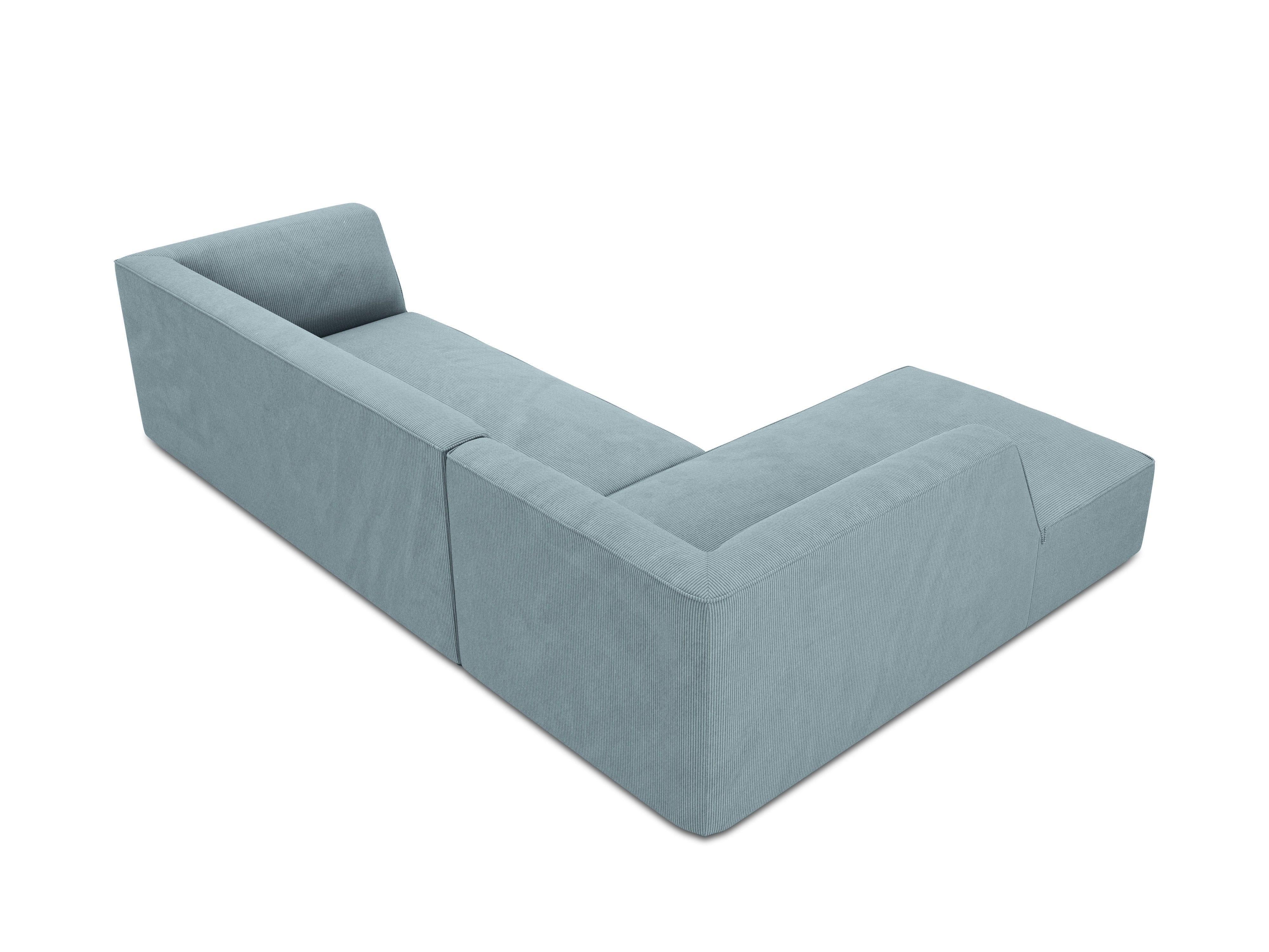 Narożnik sztruksowy 4-osobowy lewostronny RUBY jasnoniebieski Micadoni Eye on Design