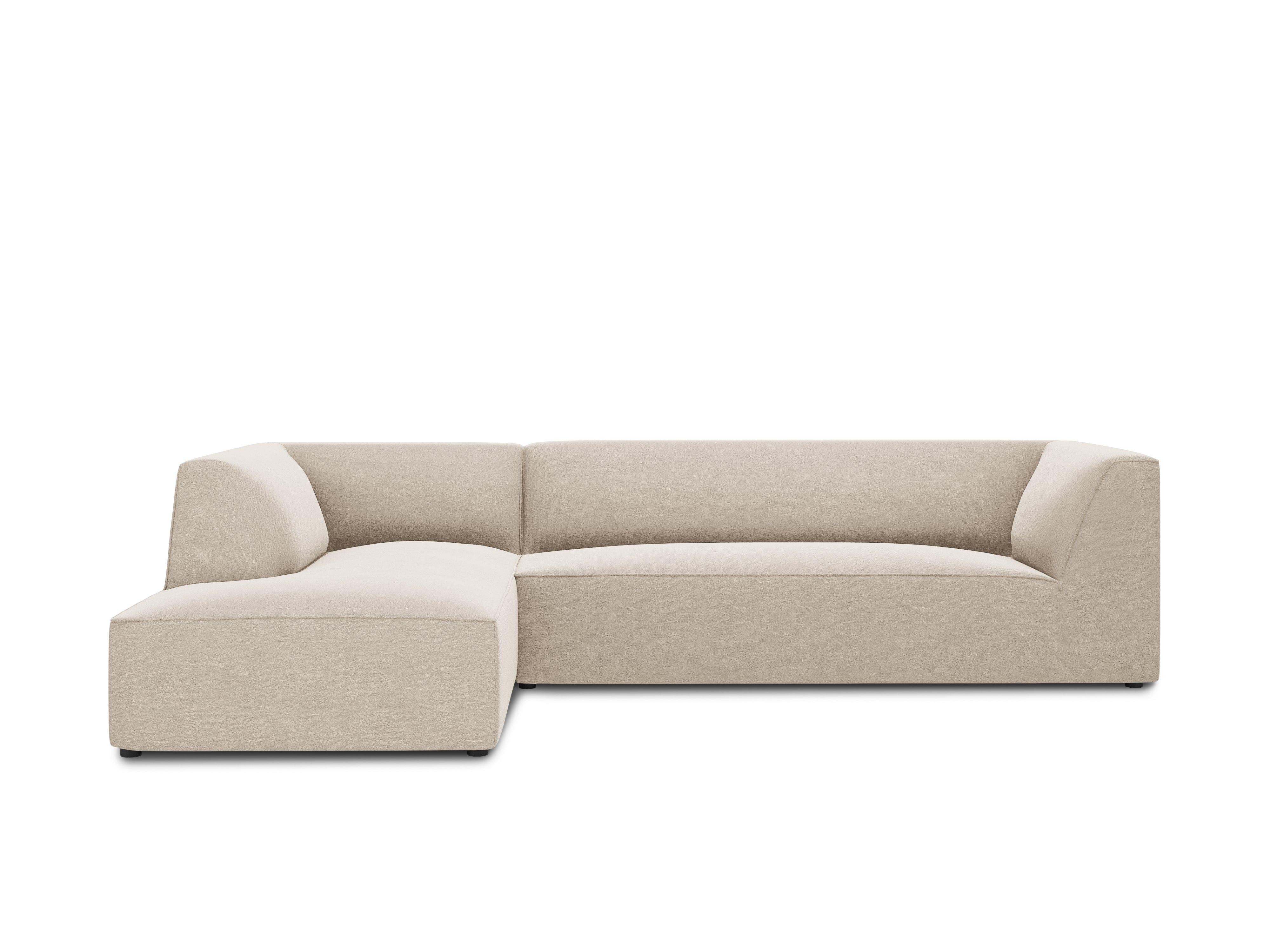 Narożnik aksamitny 4-osobowy lewostronny RUBY beżowy Micadoni Eye on Design