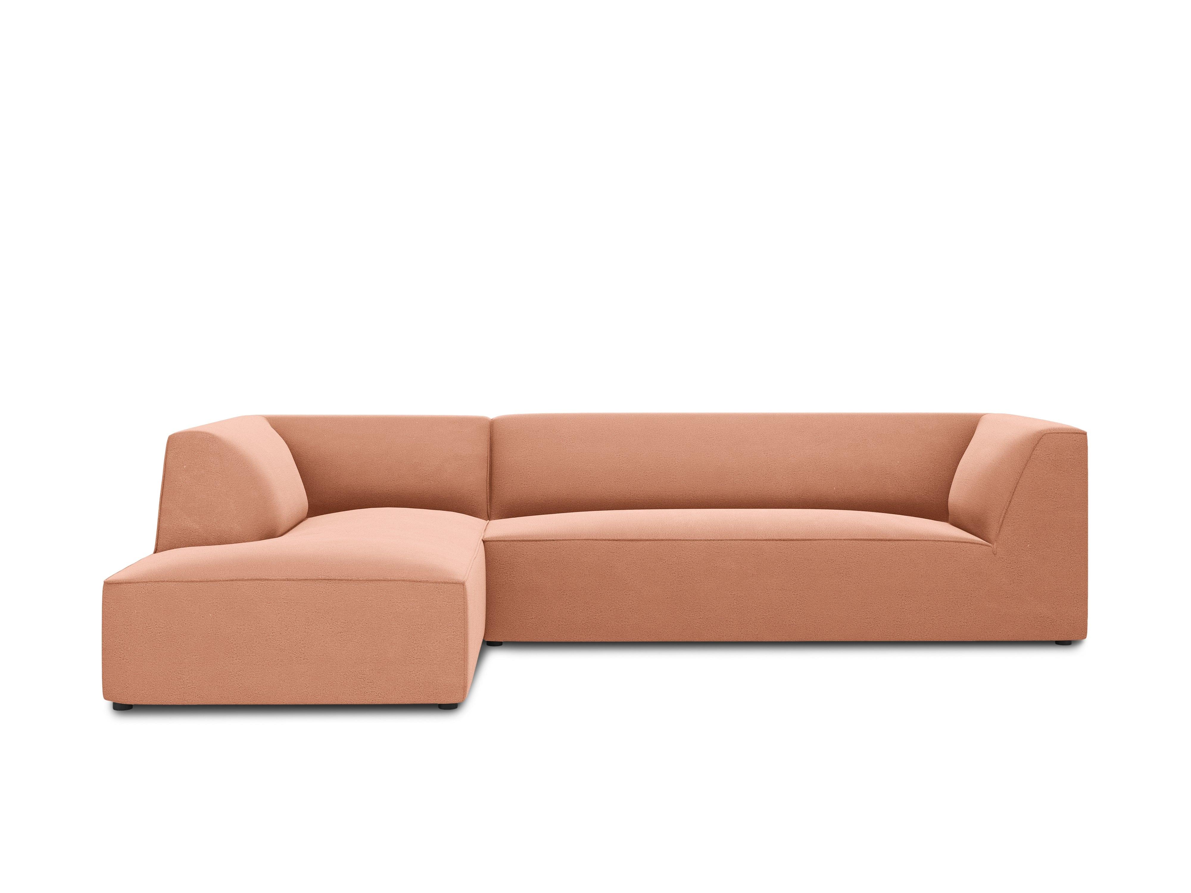Narożnik aksamitny 4-osobowy lewostronny RUBY łososiowy Micadoni Eye on Design
