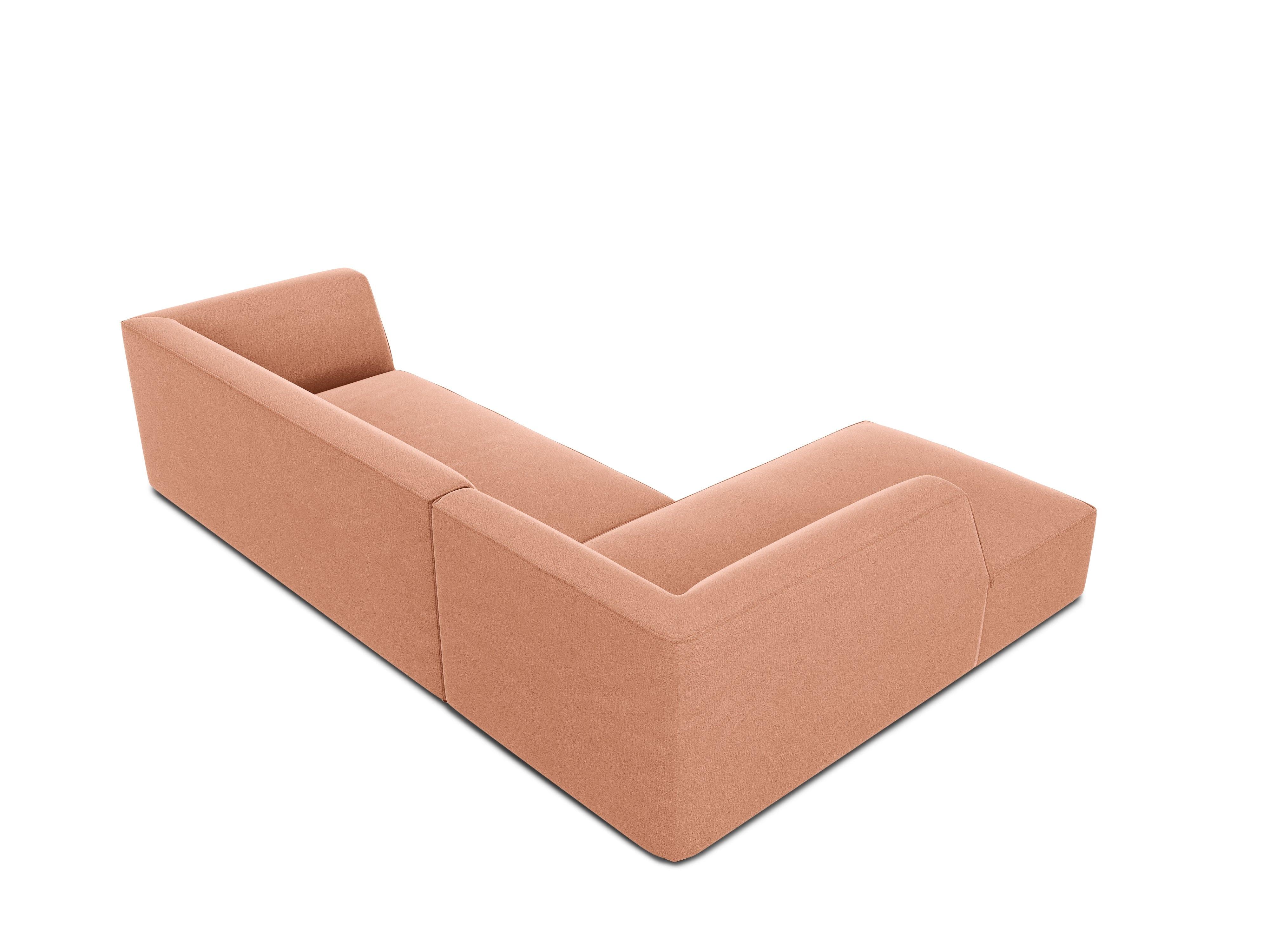 Narożnik aksamitny 4-osobowy lewostronny RUBY łososiowy Micadoni Eye on Design