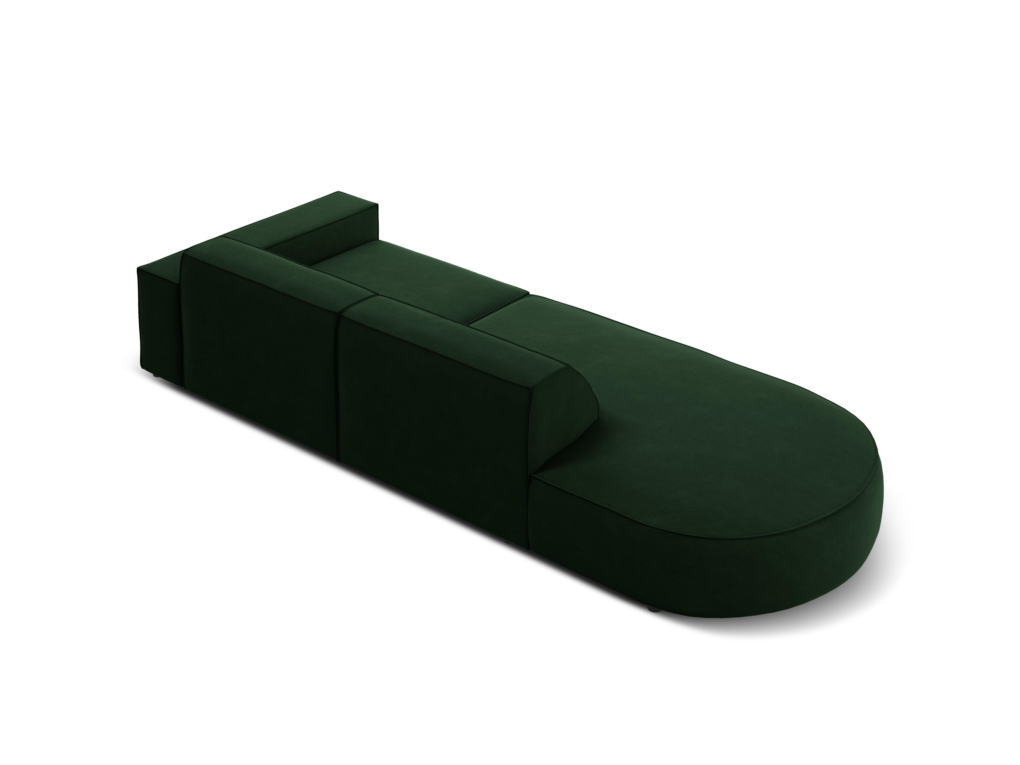 Sofa aksamitna lewostronna okrągła 3-osobowa JODIE butelkowa zieleń Micadoni Eye on Design