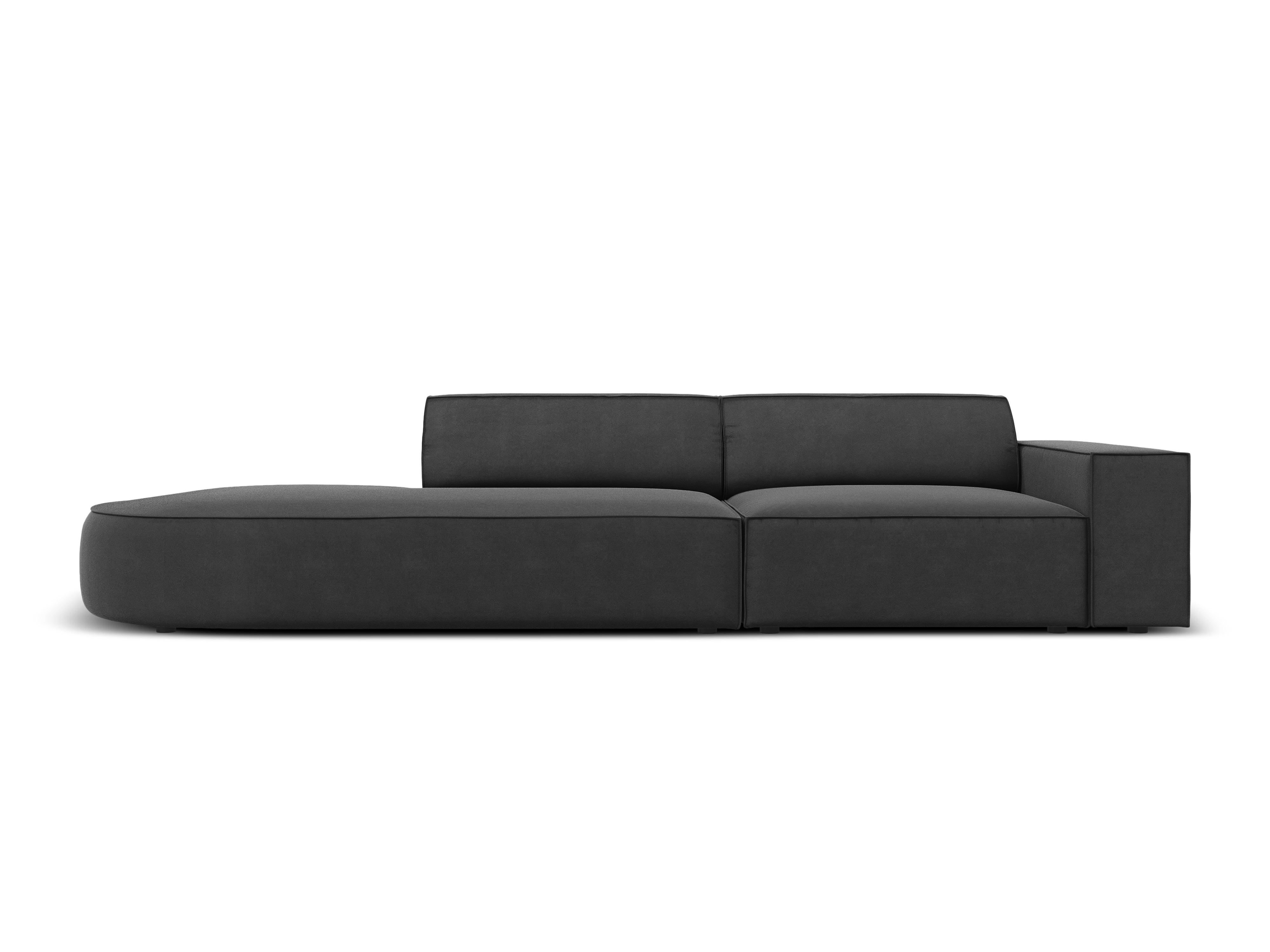 Sofa aksamitna lewostronna okrągła 3-osobowa JODIE ciemnoszary – Micadoni
