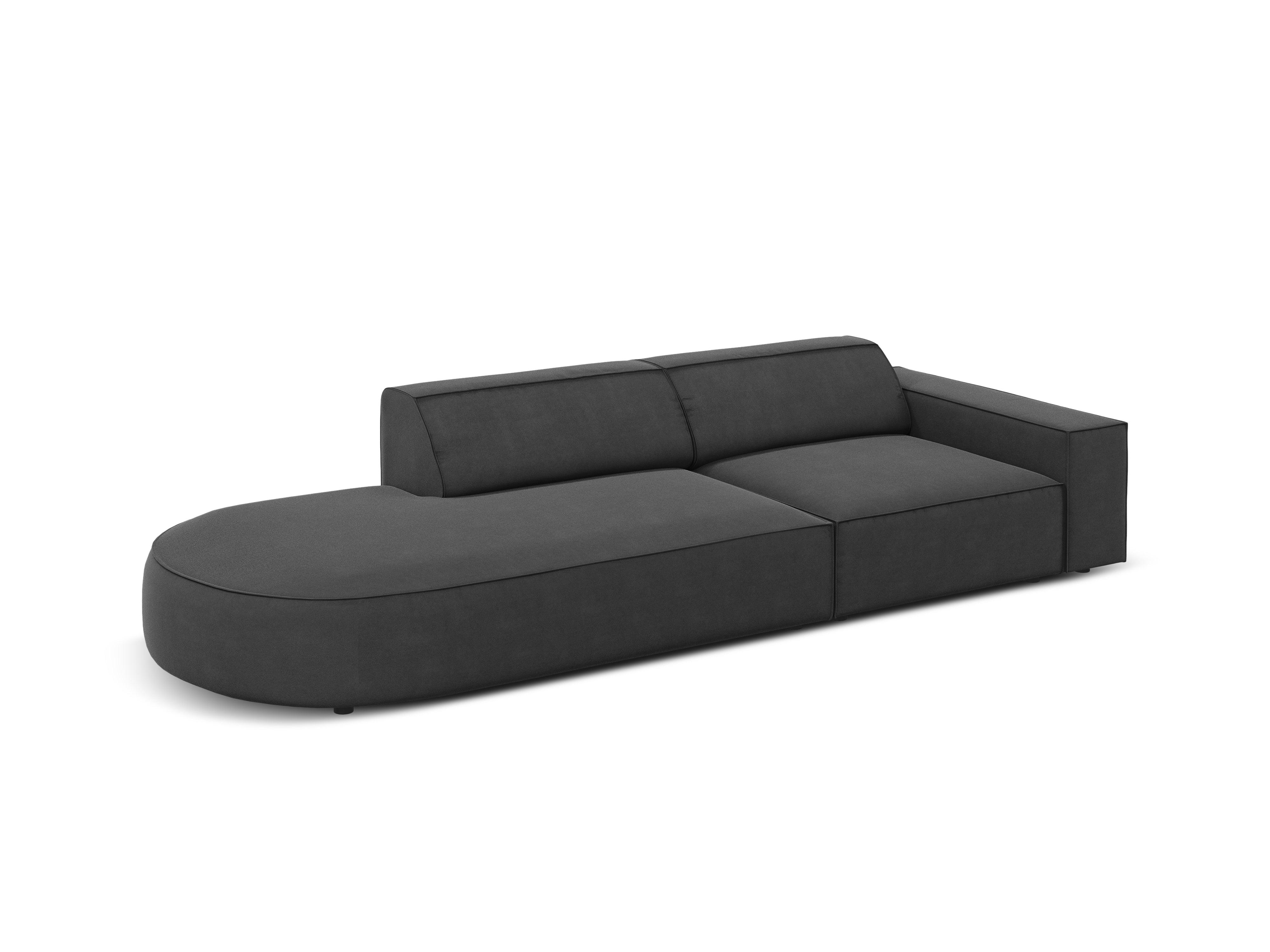 Sofa aksamitna lewostronna okrągła 3-osobowa JODIE ciemnoszary – Micadoni