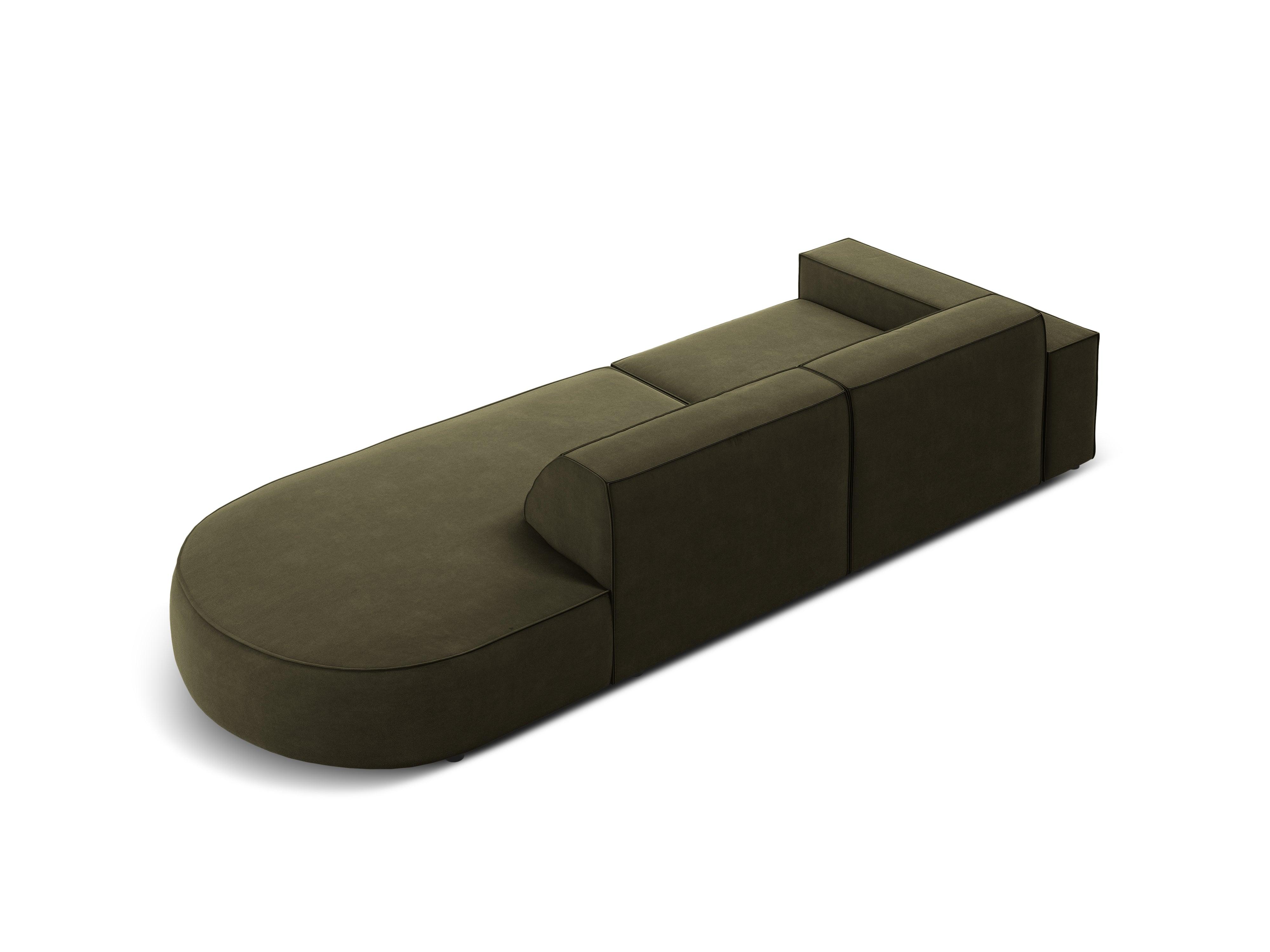 Sofa aksamitna prawostronna okrągła 3-osobowa JODIE zielony Micadoni Eye on Design