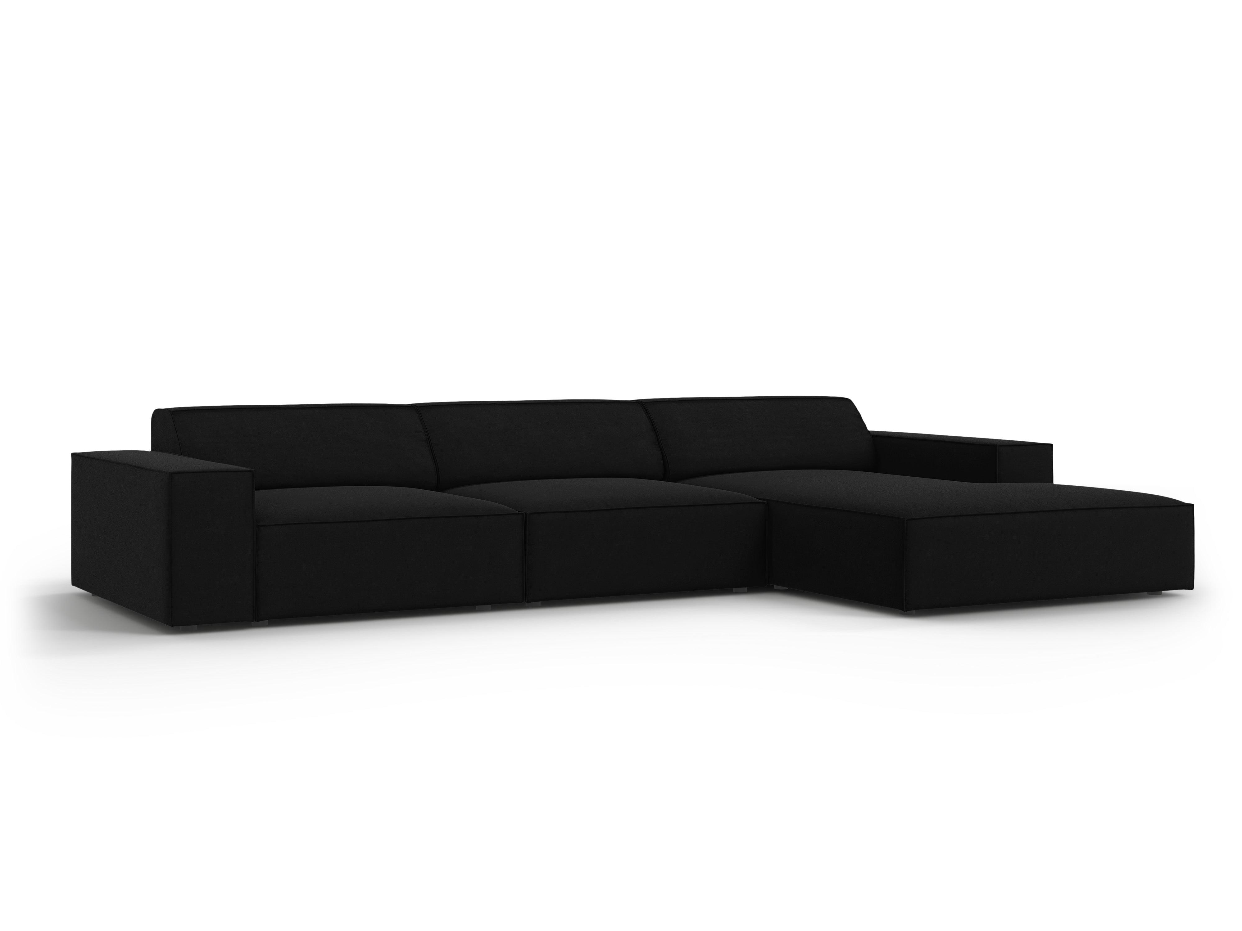 Narożnik aksamitny prawostronny 4-osobowy JODIE czarny Micadoni Eye on Design