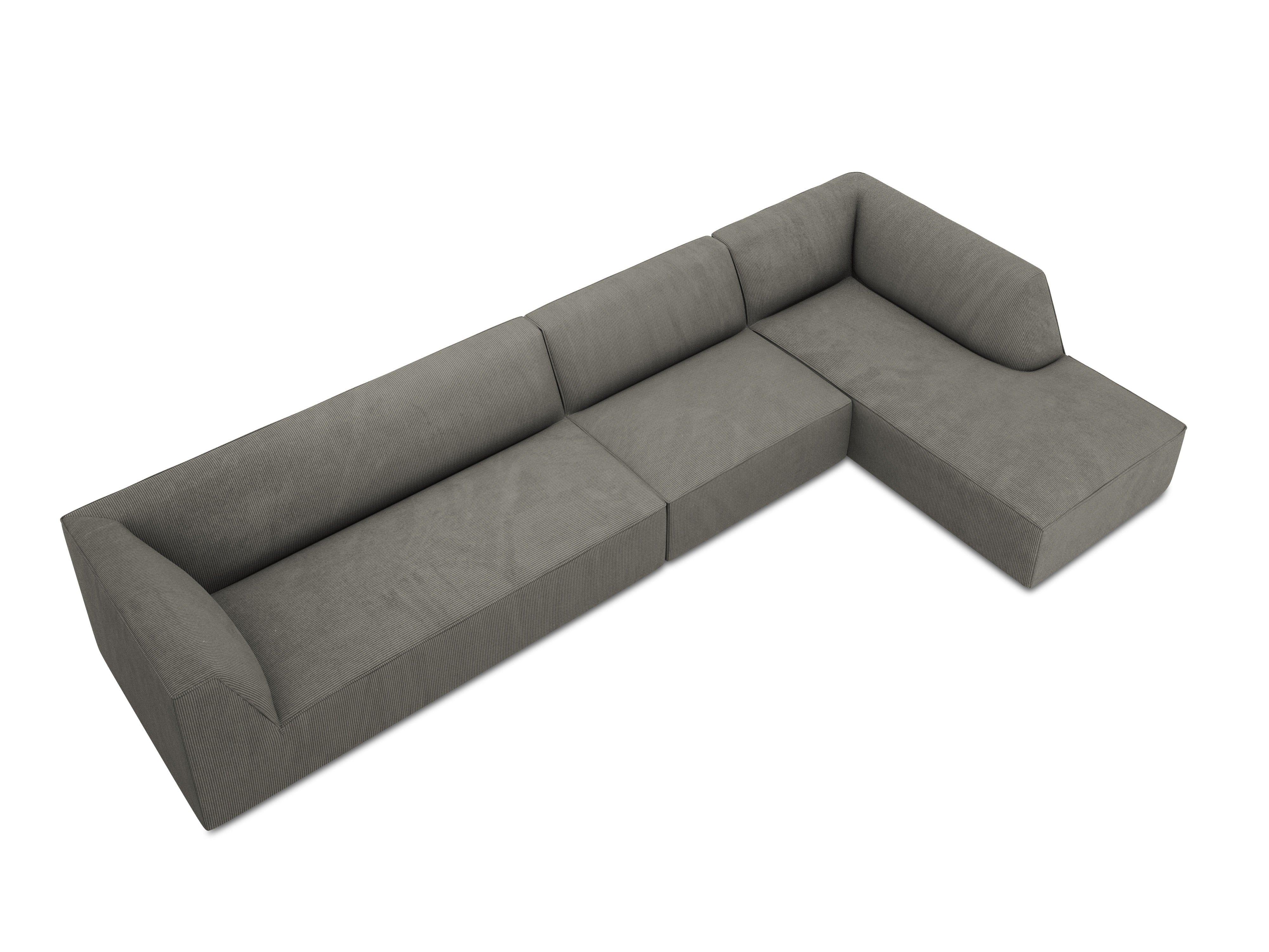 Narożnik sztruksowy 5-osobowy prawostronny RUBY jasnoszary Micadoni Eye on Design
