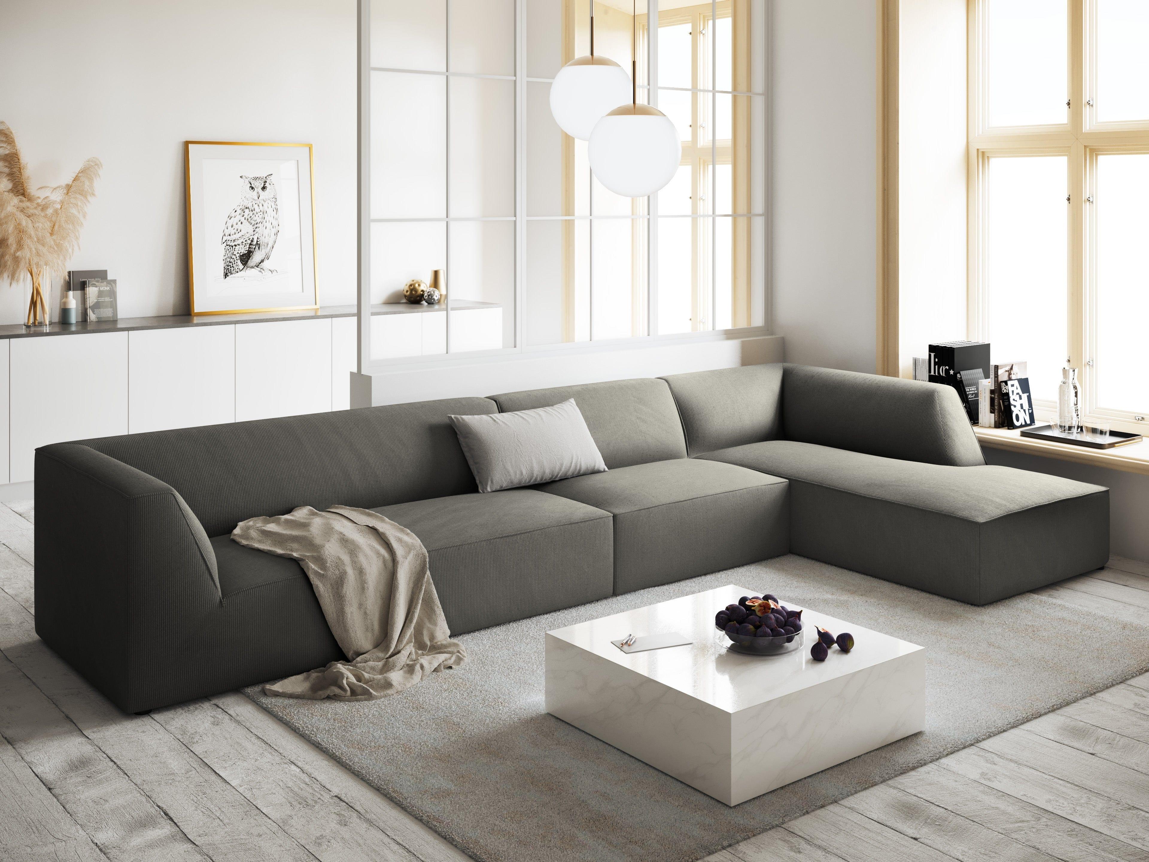 Narożnik sztruksowy 5-osobowy prawostronny RUBY jasnoszary Micadoni Eye on Design