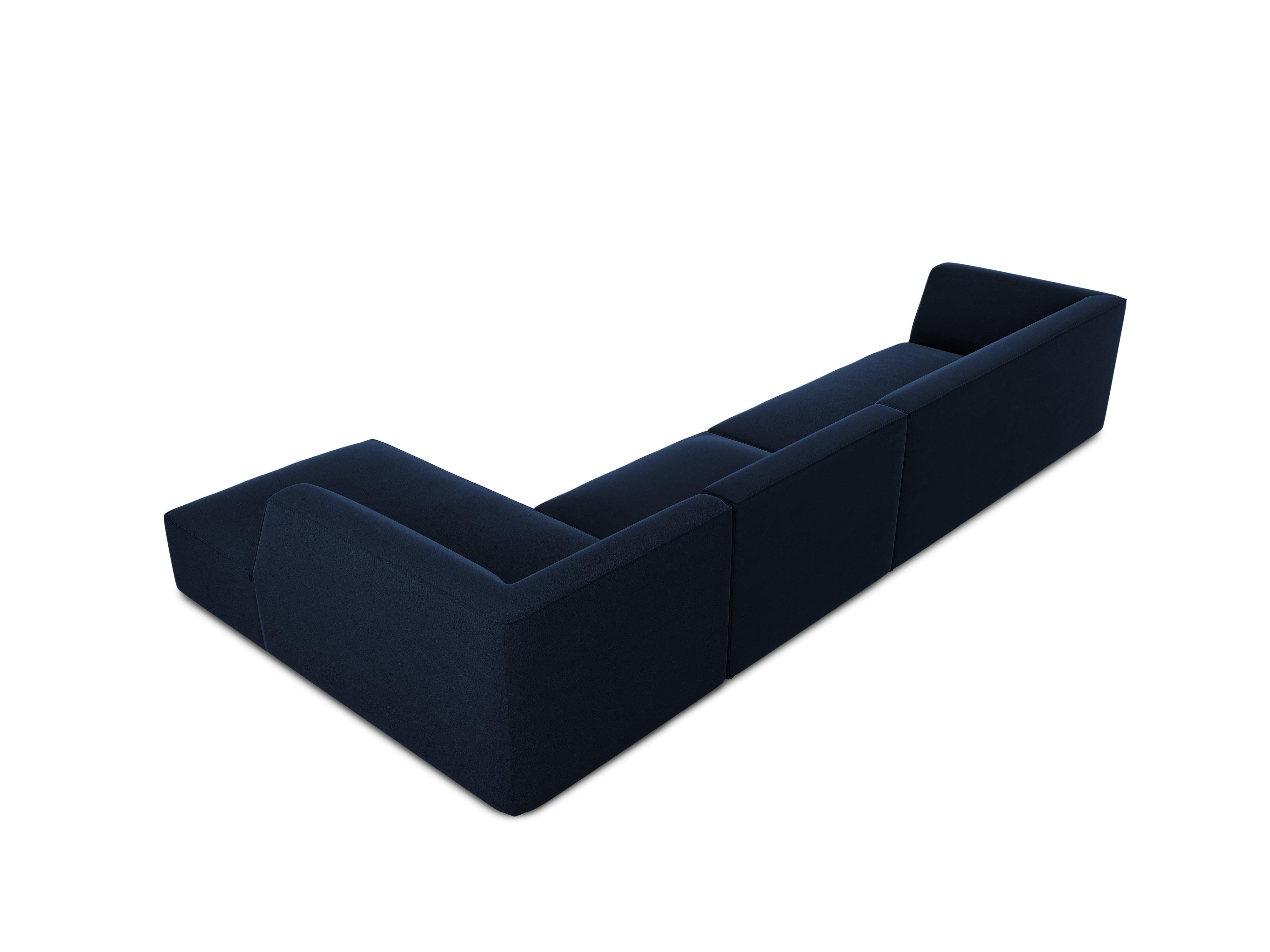 Narożnik aksamitny 5-osobowy prawostronny RUBY granat królewski Micadoni Eye on Design