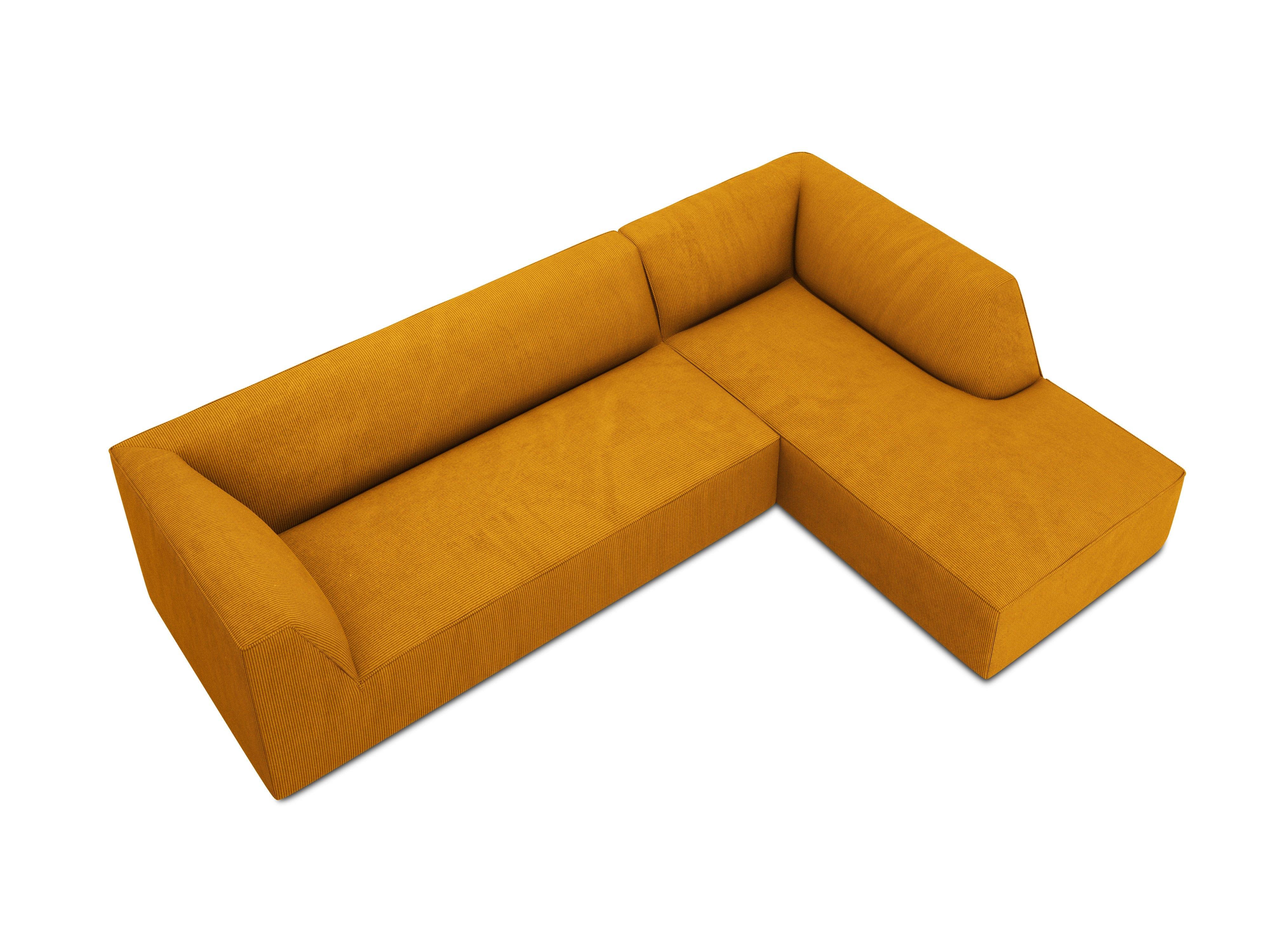 Narożnik sztruksowy 4-osobowy prawostronny RUBY żółty Micadoni Eye on Design