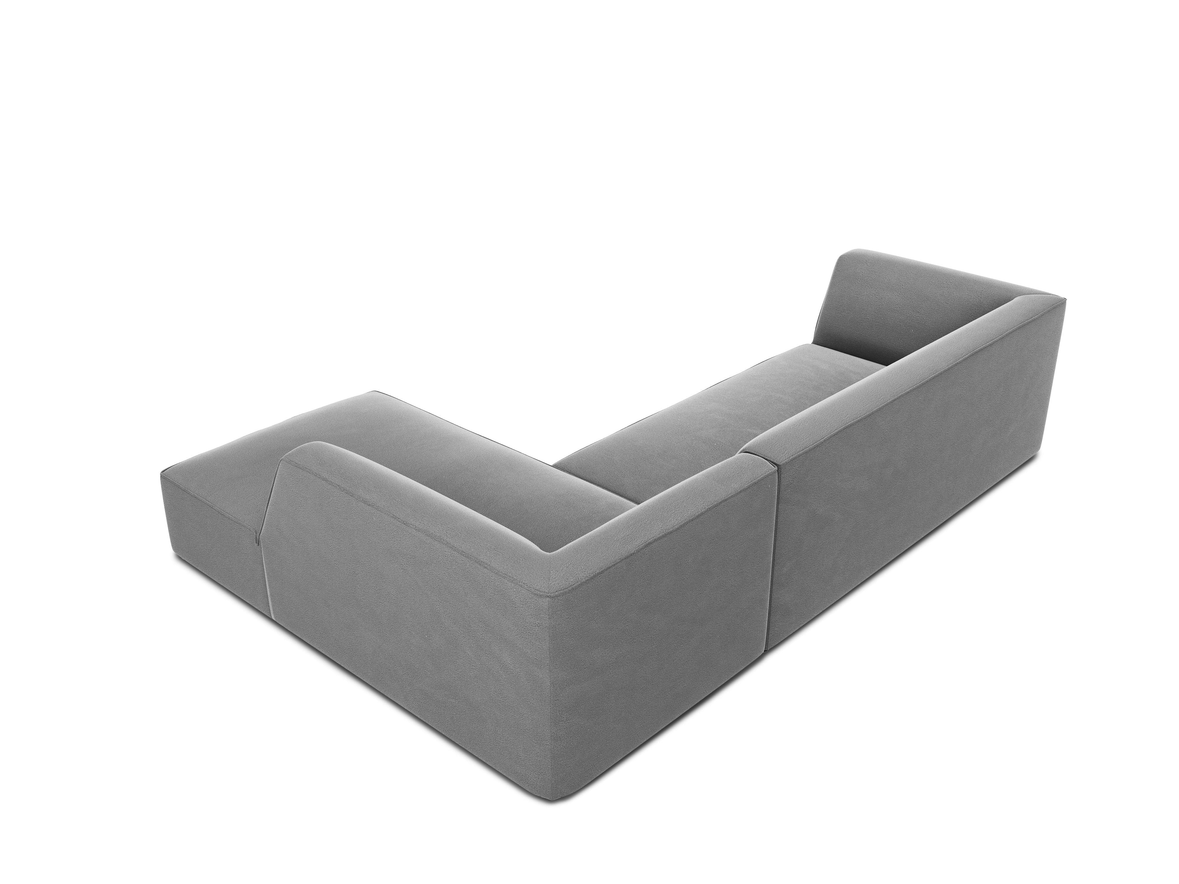 Narożnik aksamitny 4-osobowy prawostronny RUBY jasnoszary Micadoni Eye on Design