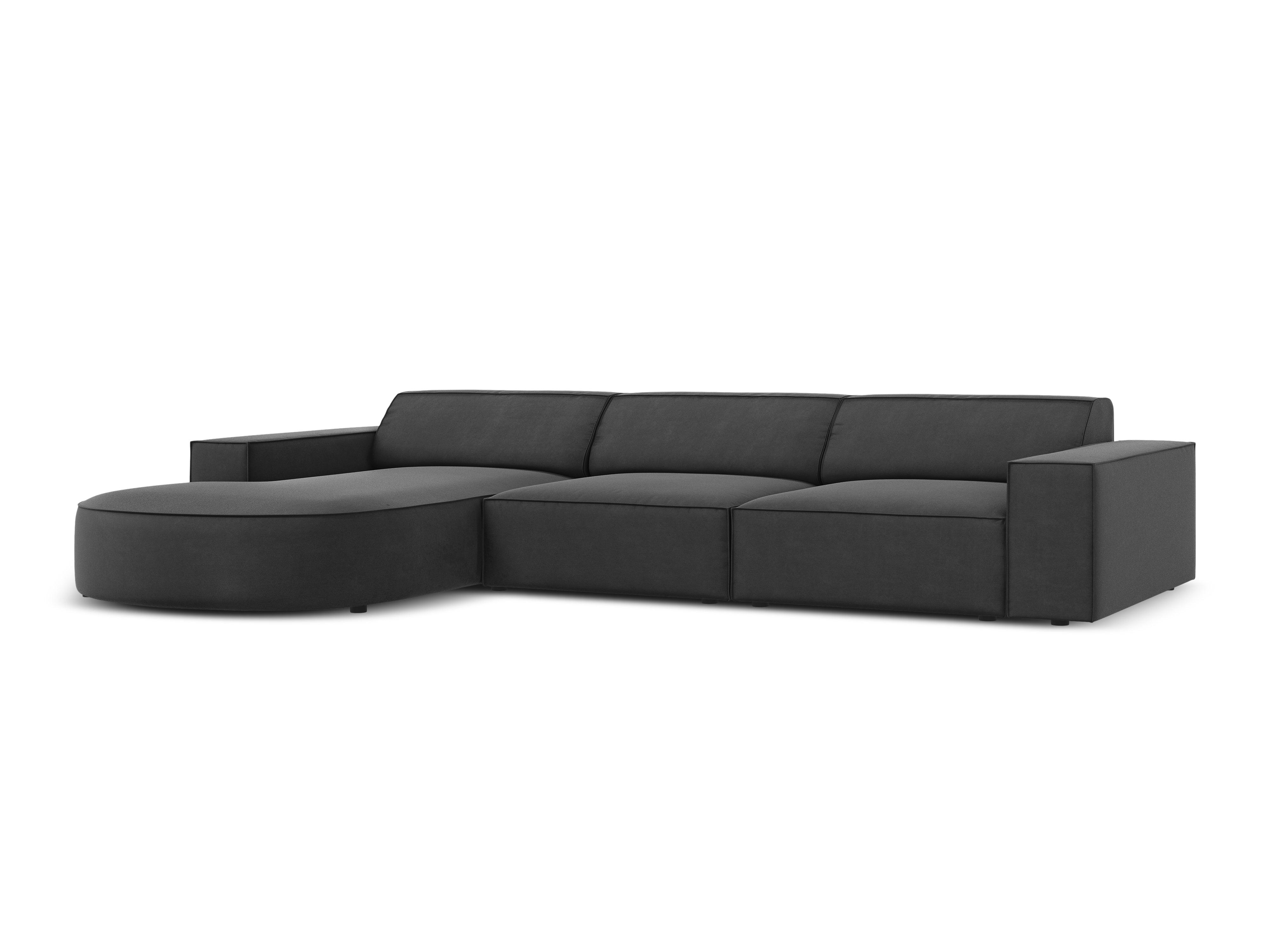 Narożnik aksamitny lewostronny 4-osobowy okrągły JODIE ciemnoszary Micadoni Eye on Design